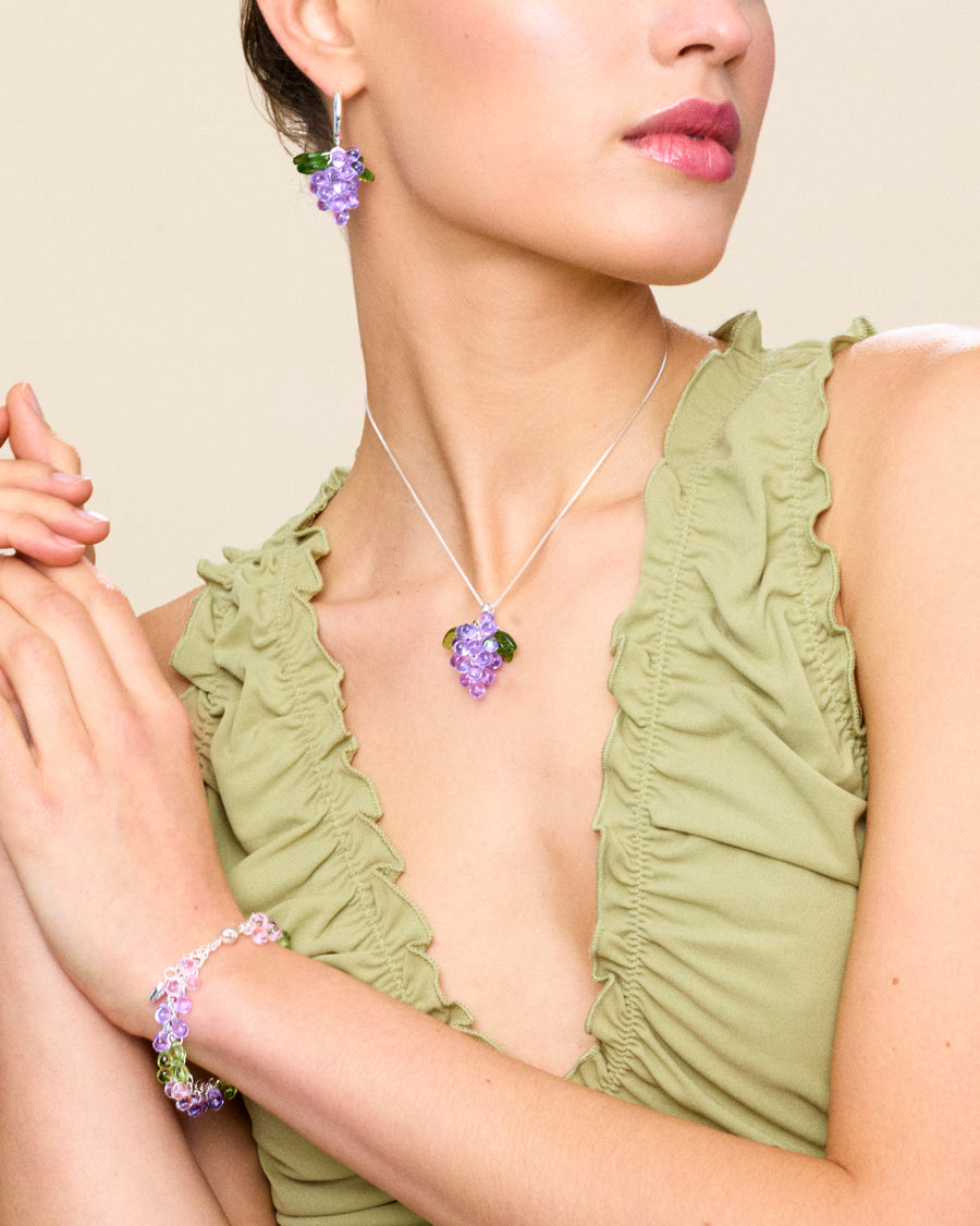 Lavender Jelly Necklace in Silver