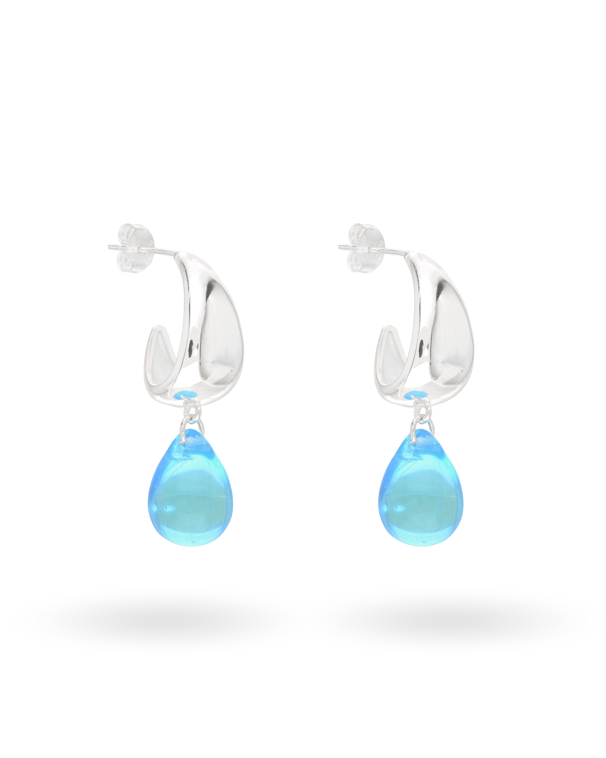 Aqua Drop Earrings in Silver
