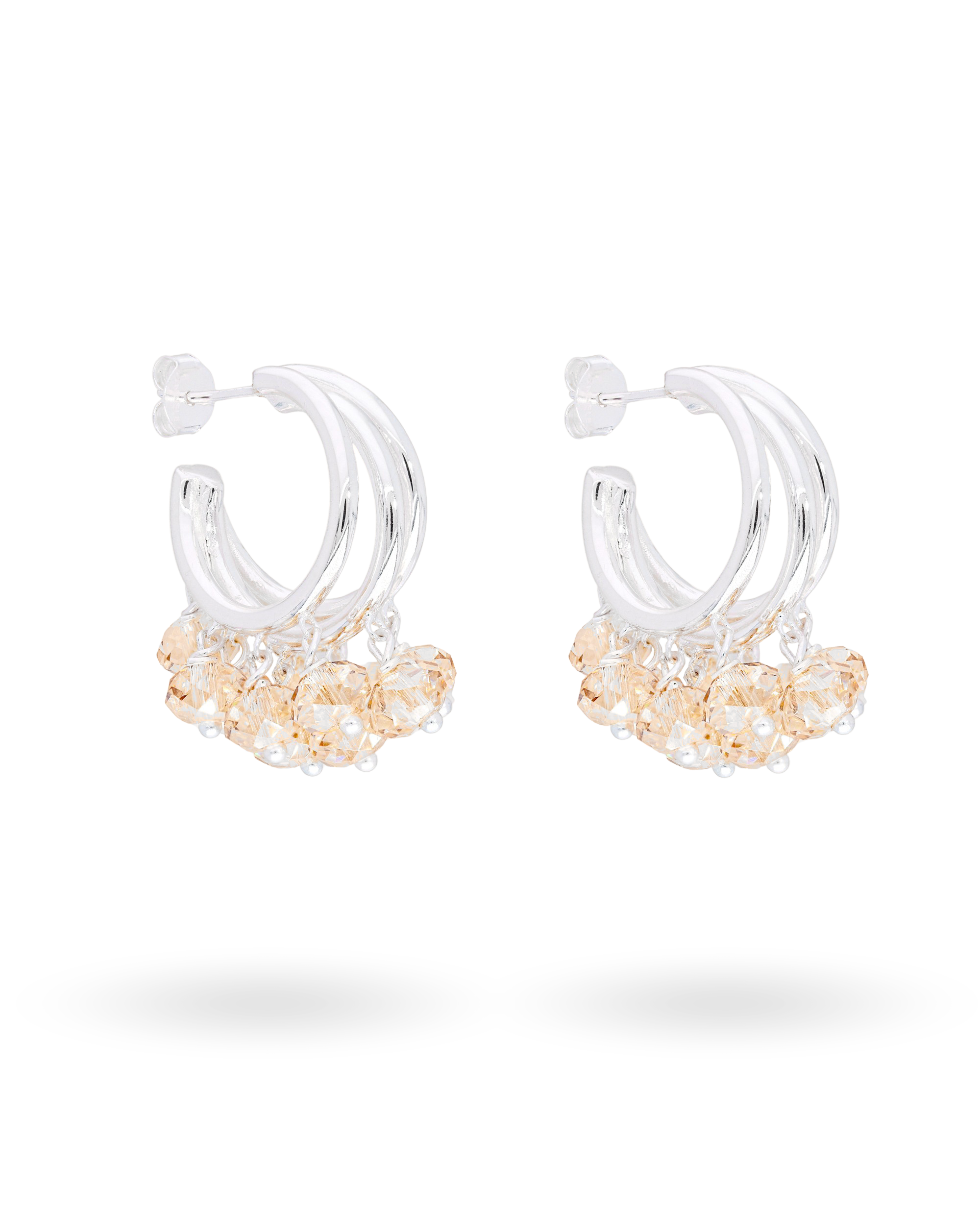 Cream Supreme Earrings in Silver