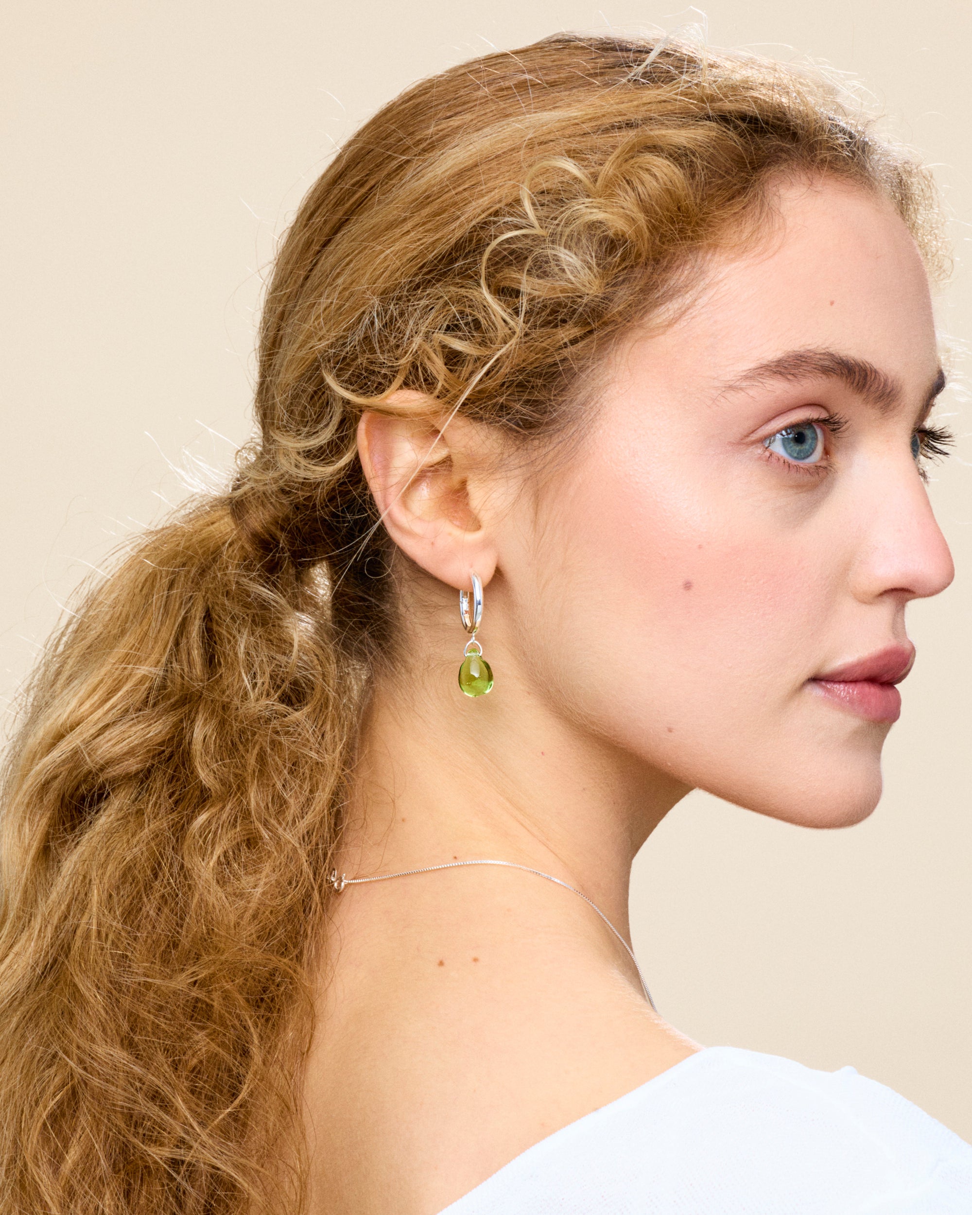 Sugar Drop Green Earrings in Silver