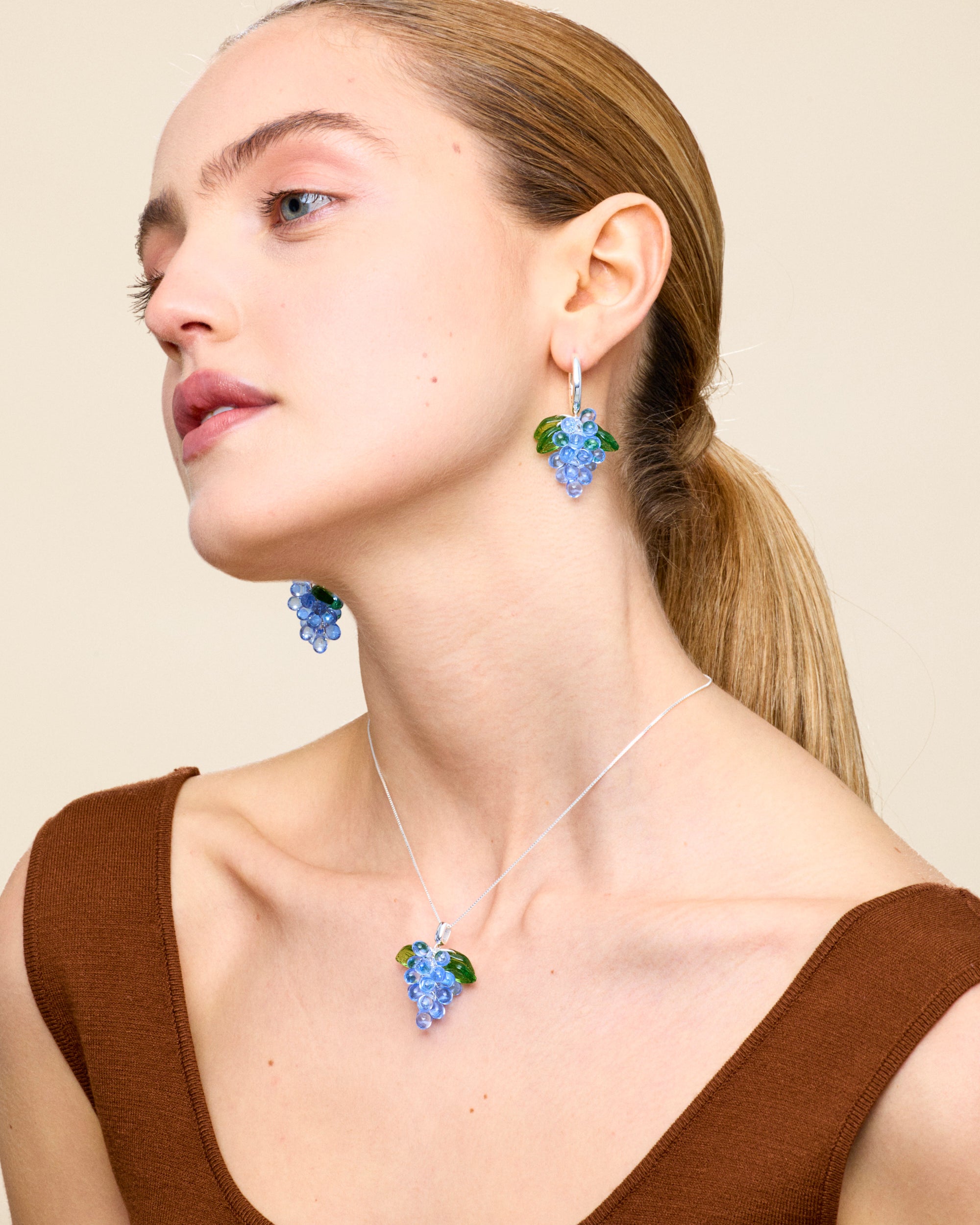Blueberry Jelly Earrings in Silver