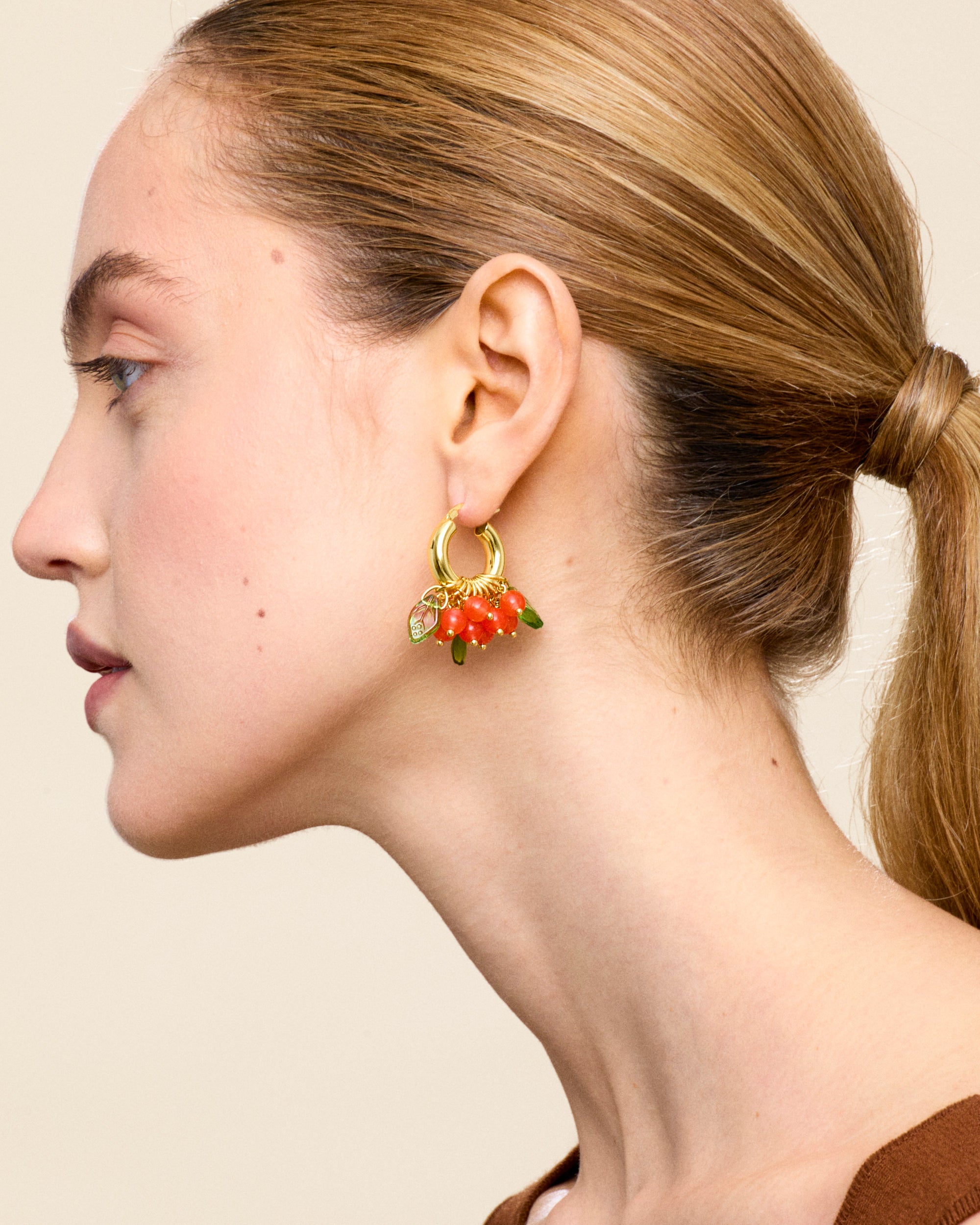 Lingonberry Beret Earrings