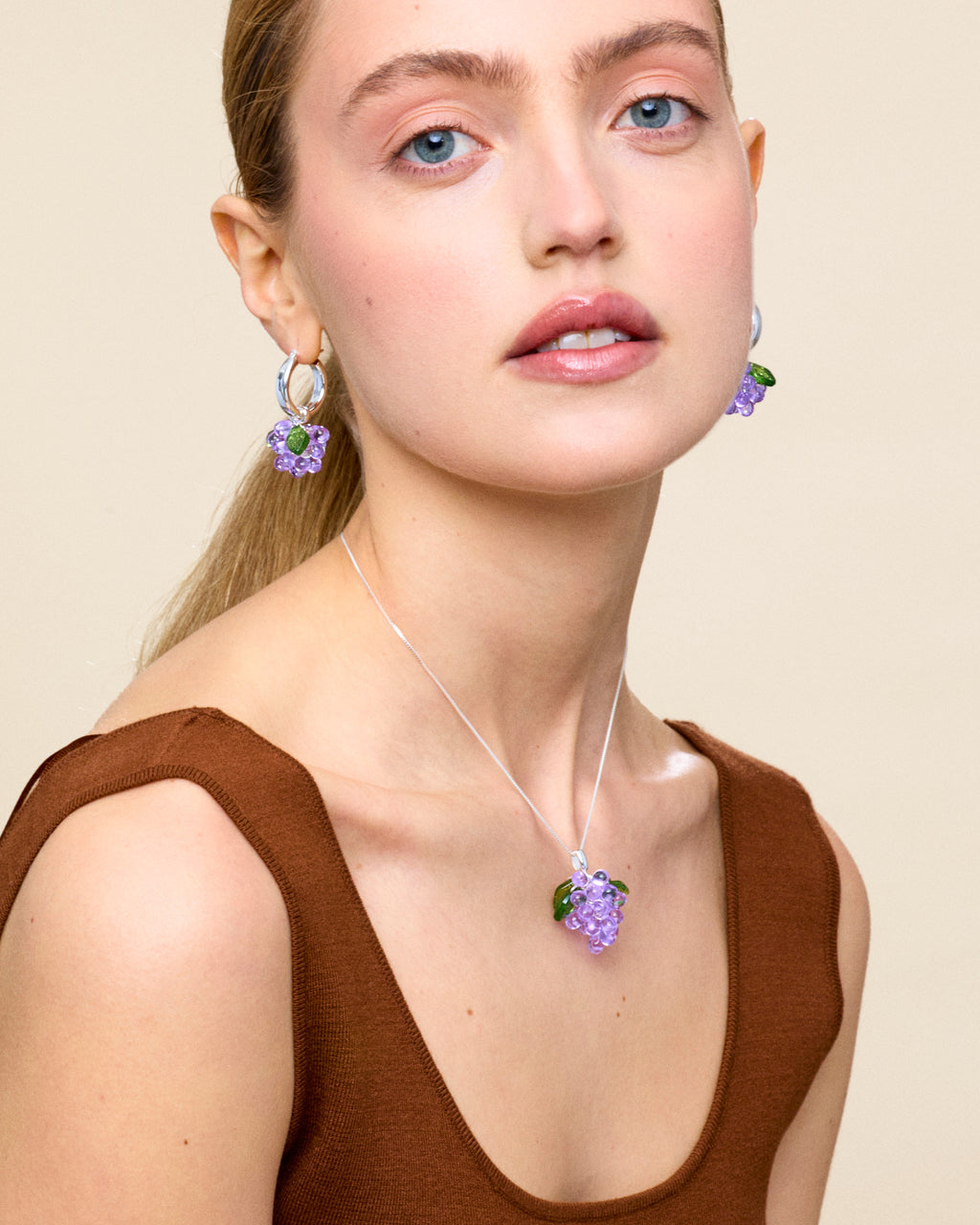 Plum Puff Earrings in Silver