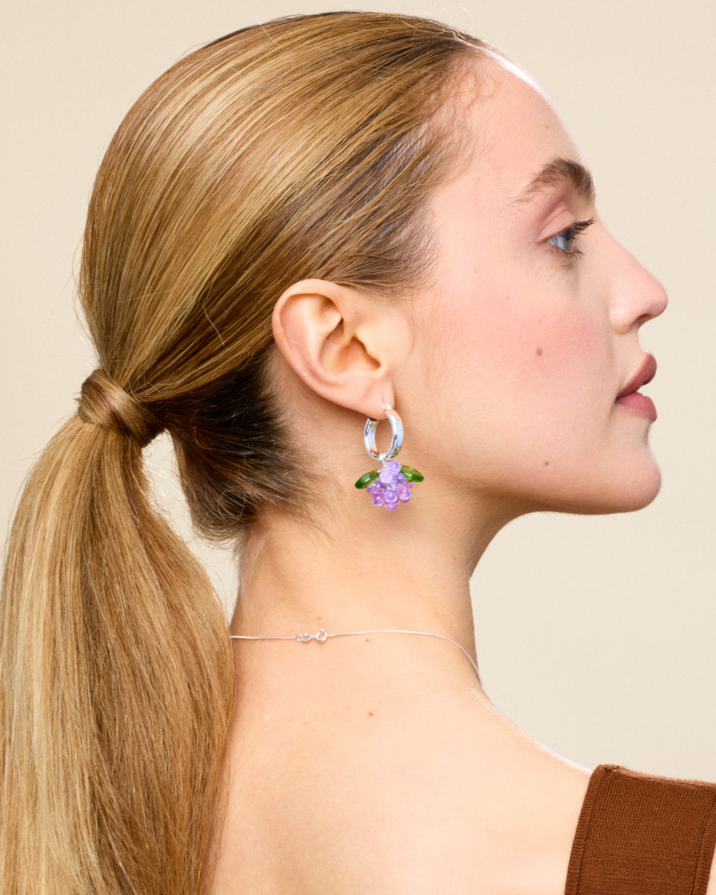 Plum Puff Earrings in Silver