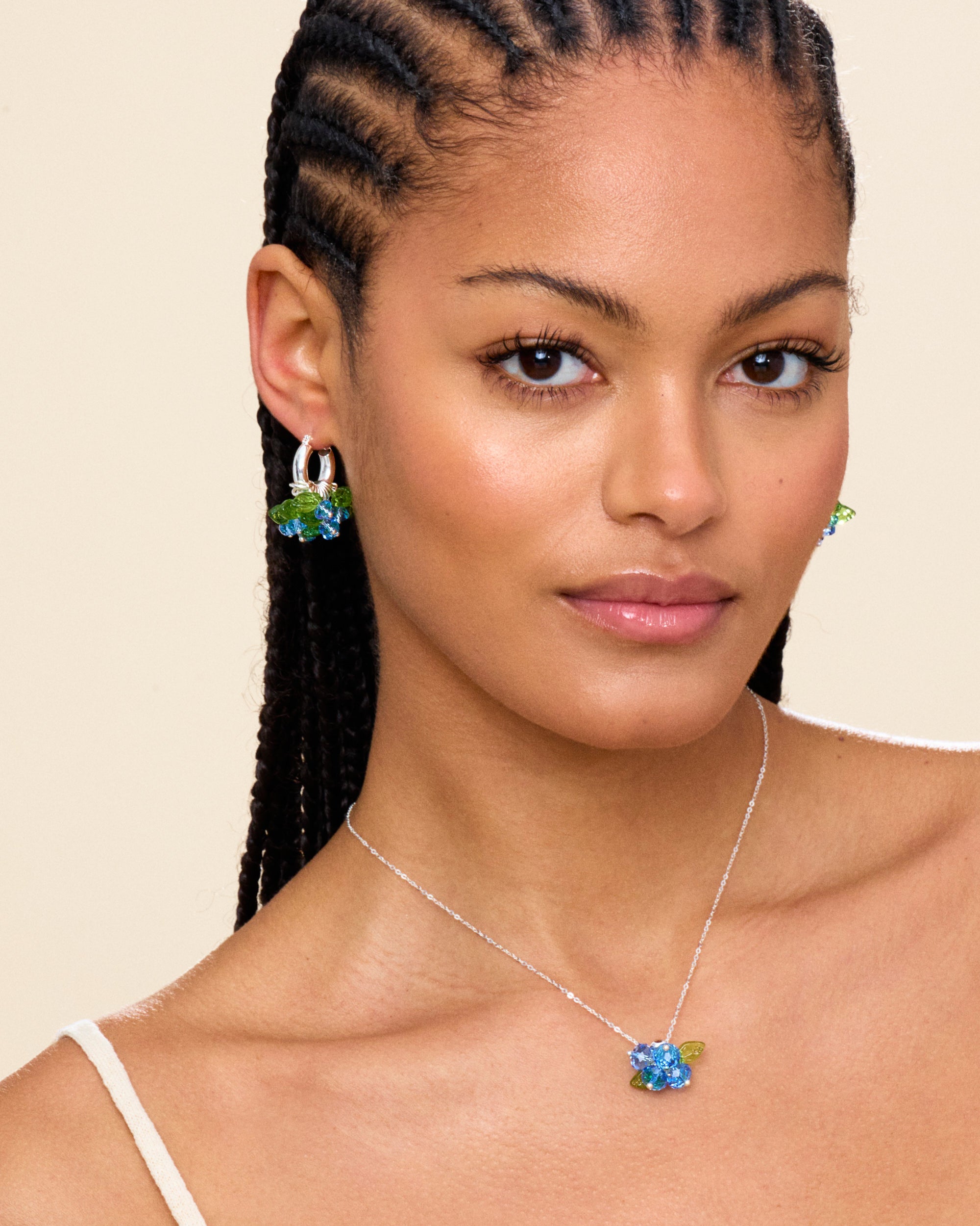 Mini Blueberry Fields Forever Earrings in Silver