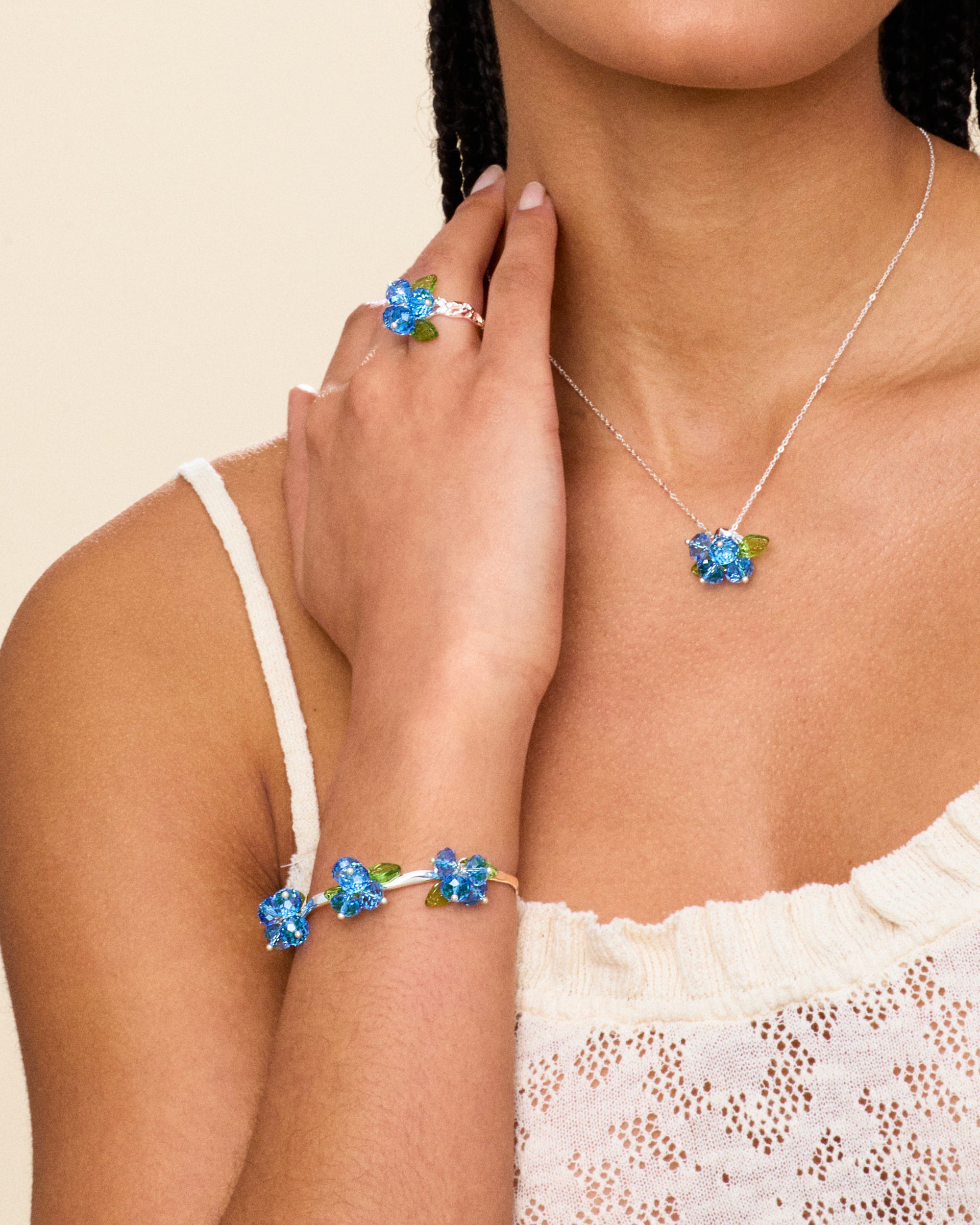 Blueberry Romance Necklace in Silver