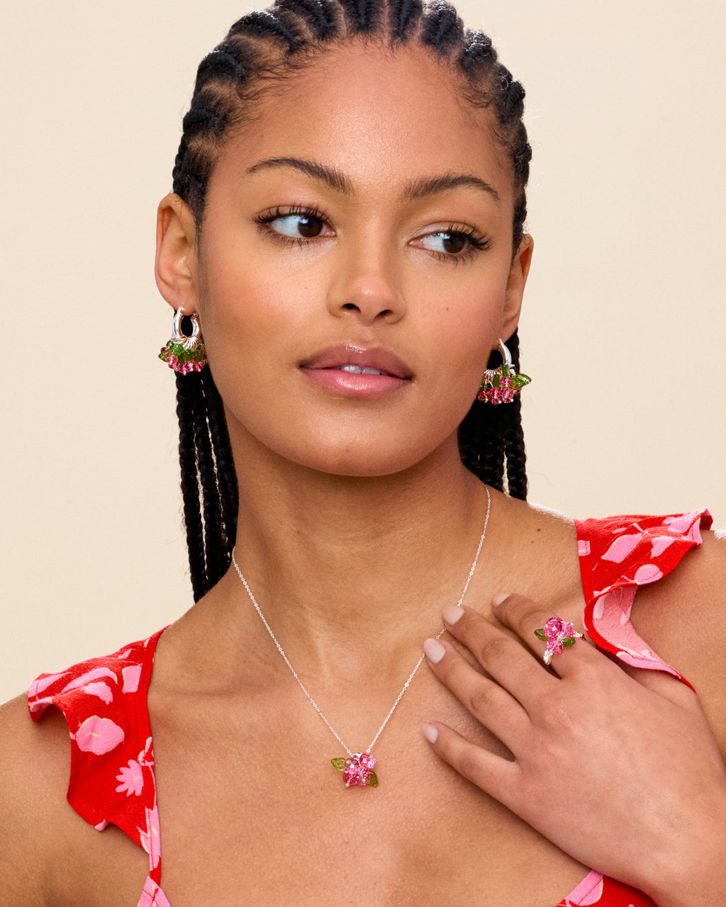 Mini Rose Fields Forever Earrings in Silver