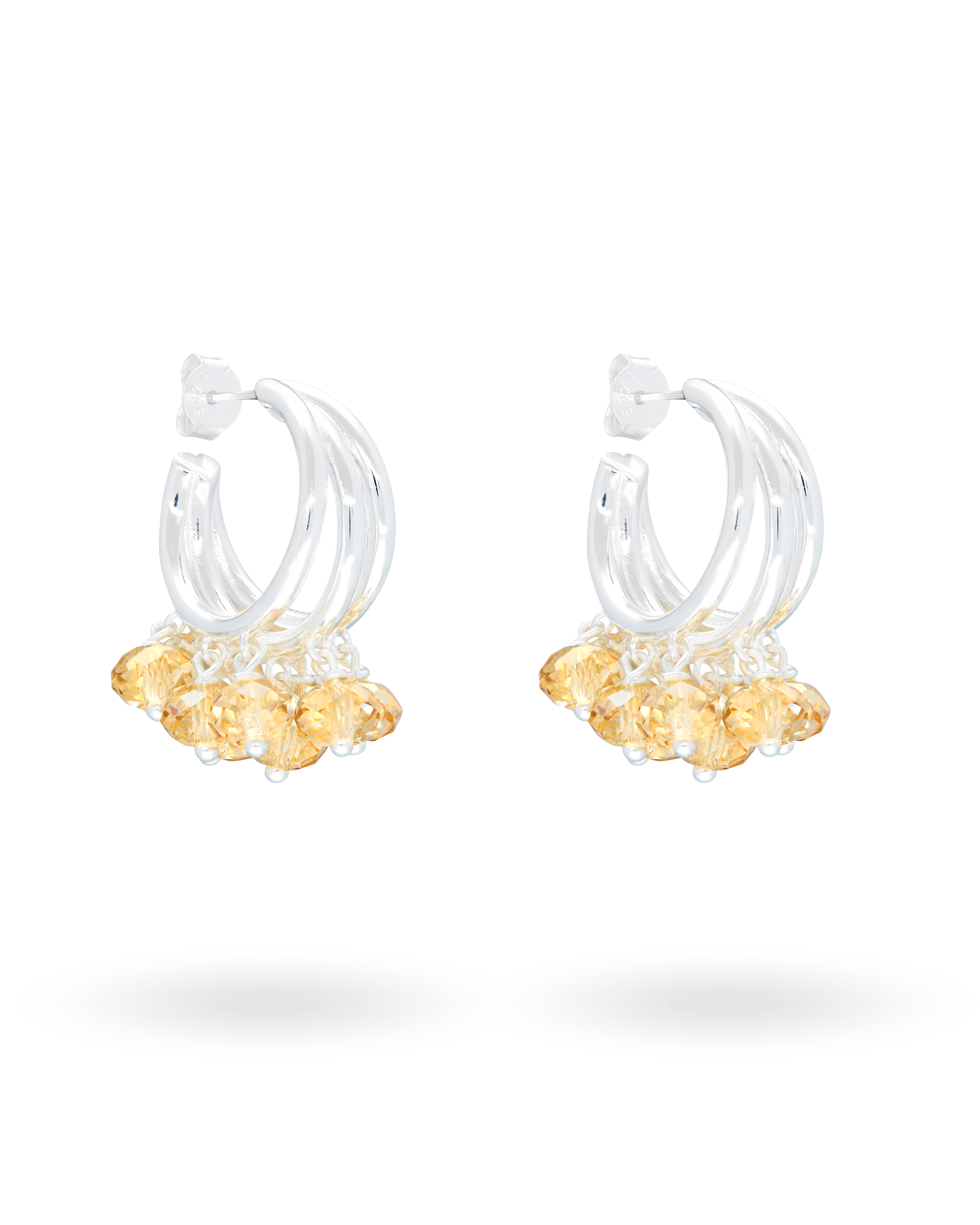 Cream Supreme Earrings in Silver