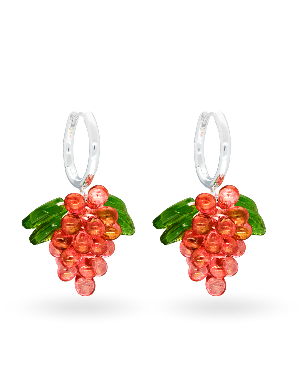 Raspberry Jelly Earrings in Silver