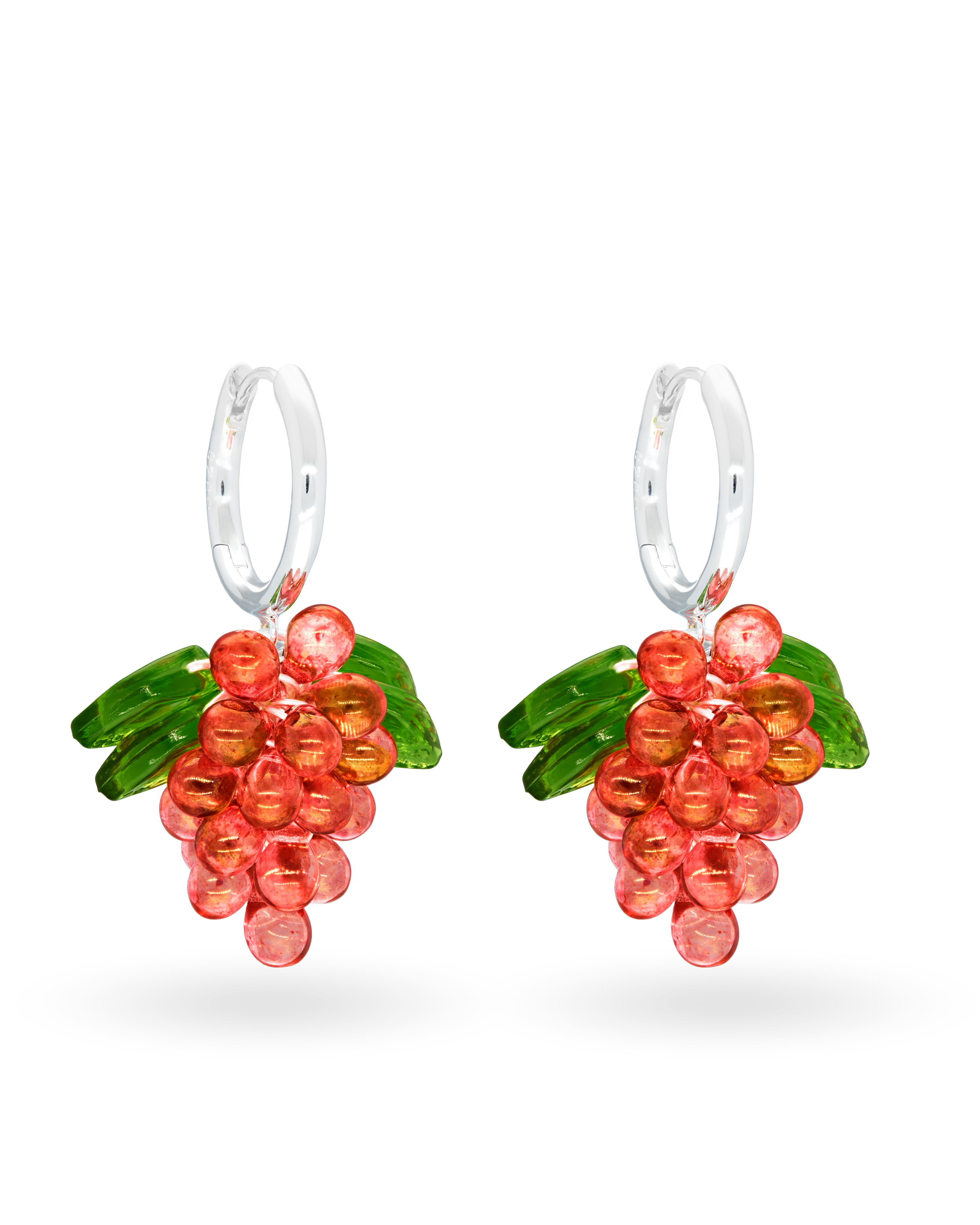 Raspberry Jelly Earrings in Silver