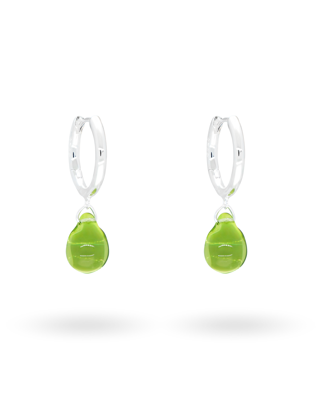 Sugar Drop Green Earrings in Silver