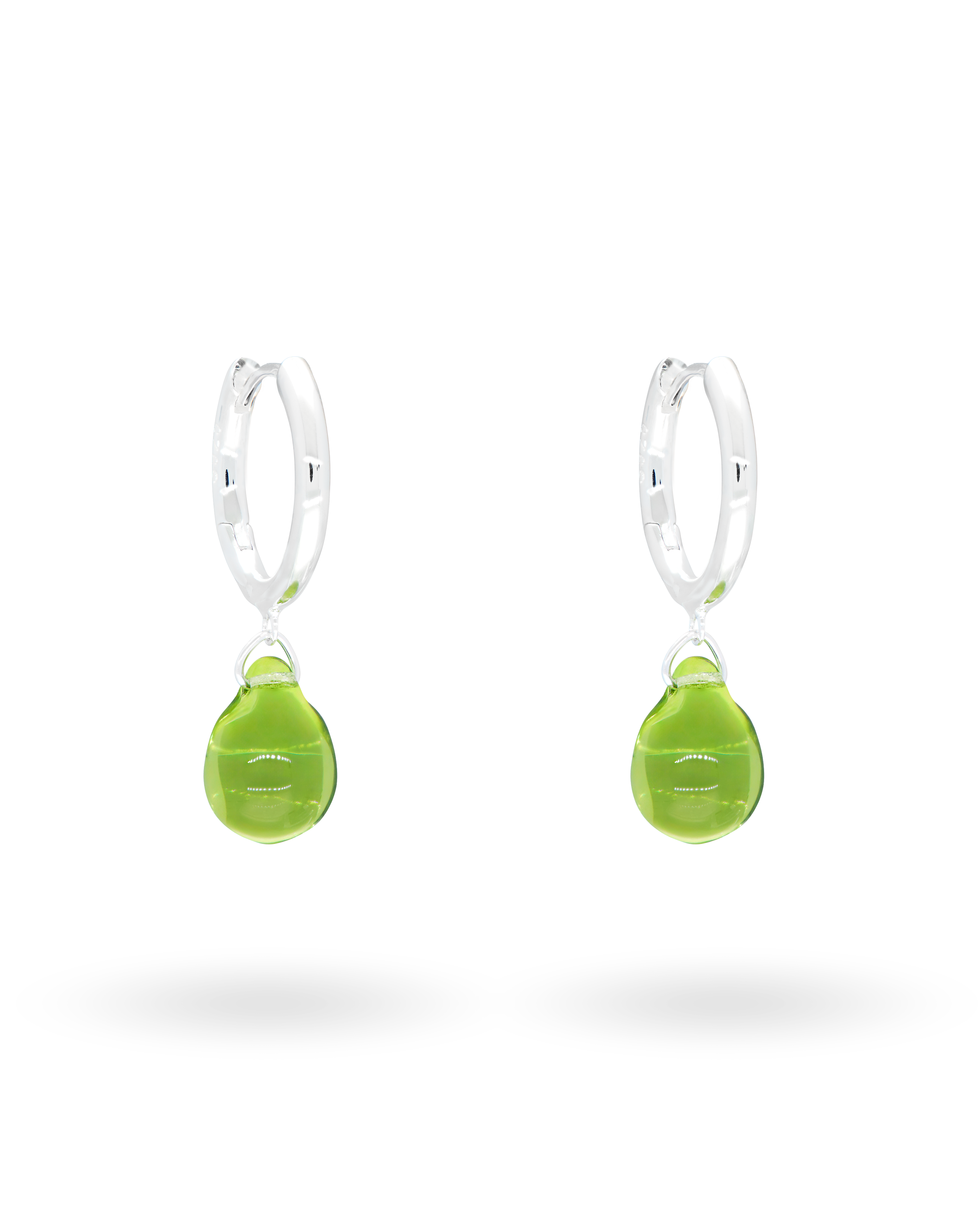Sugar Drop Green Earrings in Silver