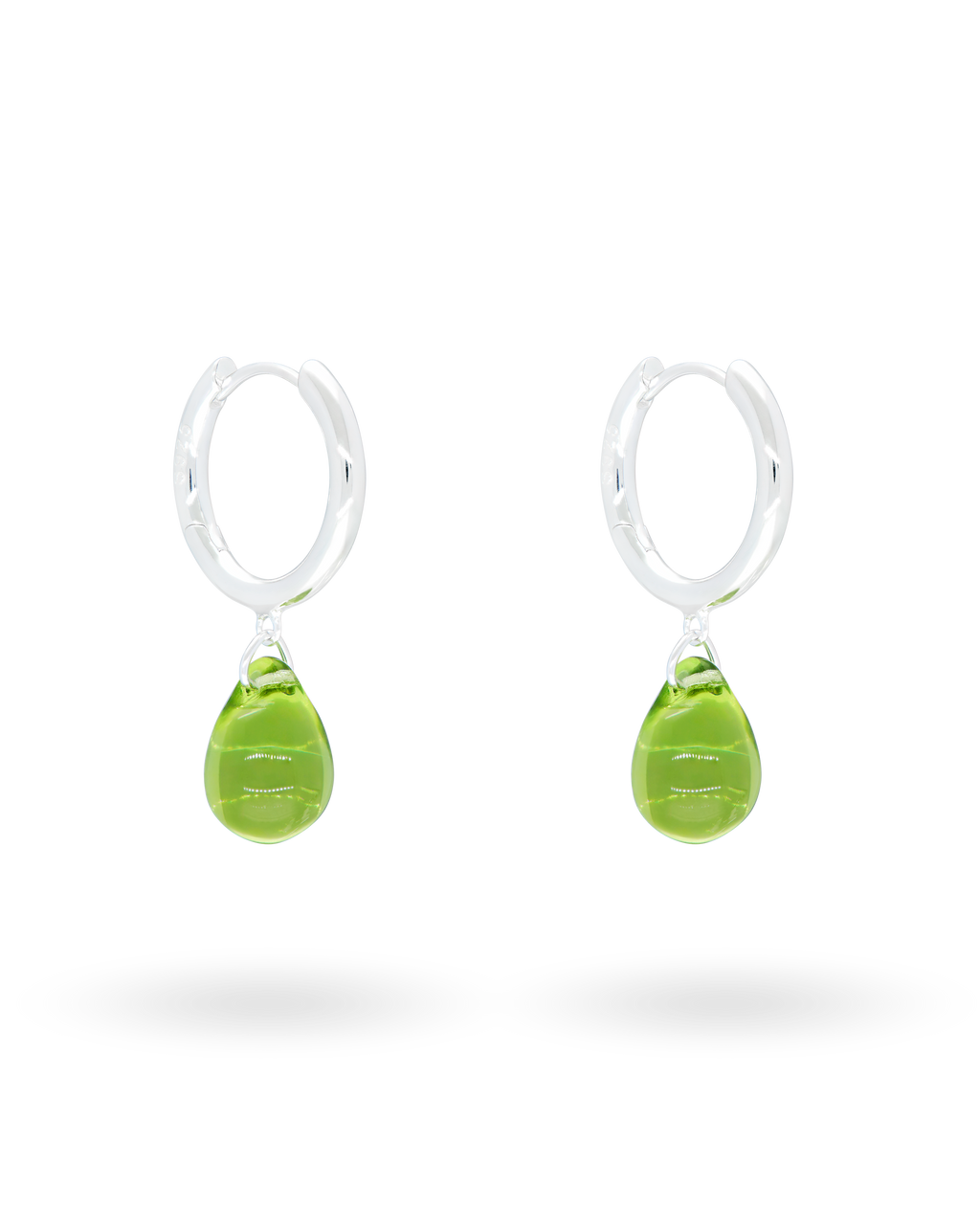 Sugar Drop Green Earrings in Silver