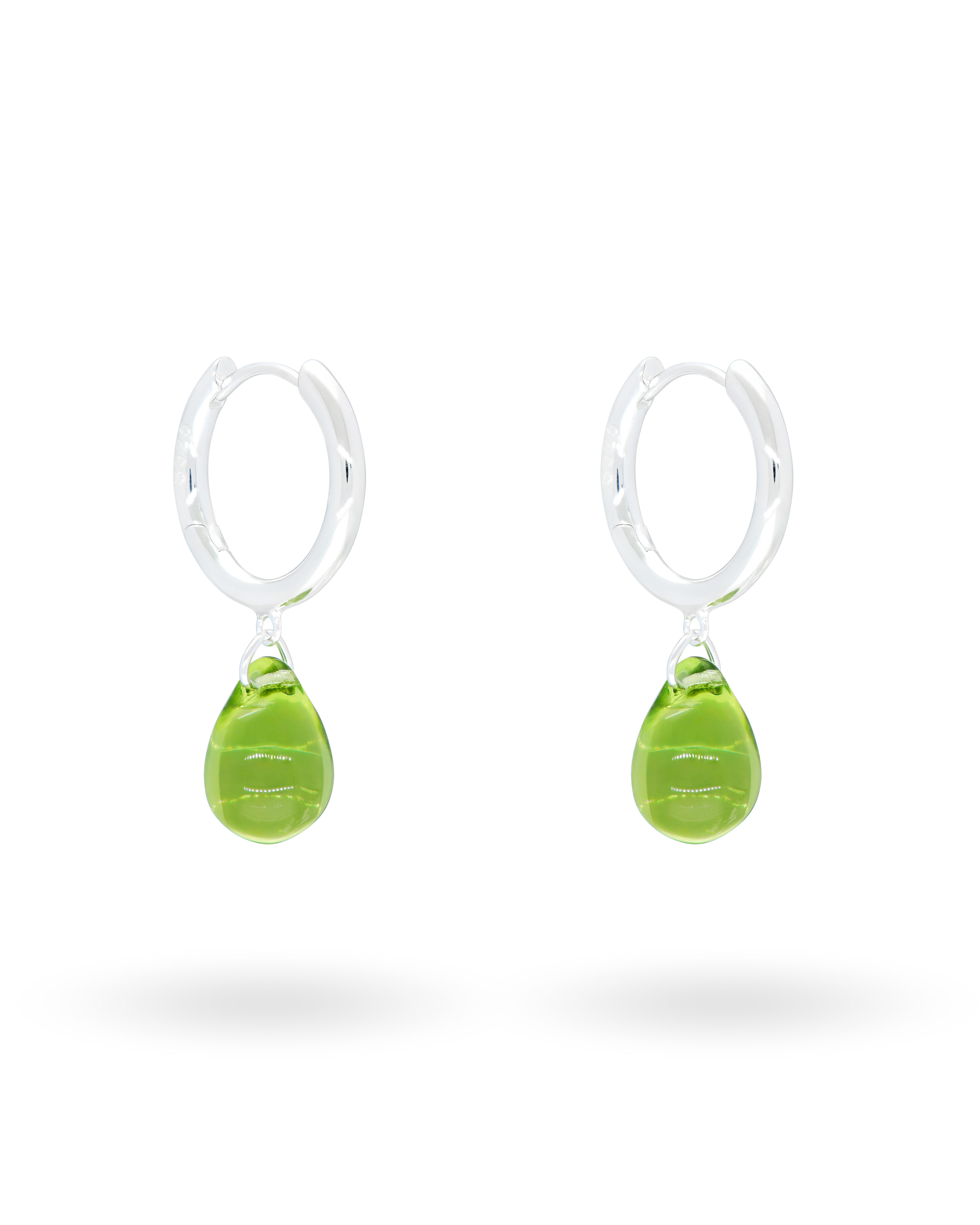 Sugar Drop Green Earrings in Silver