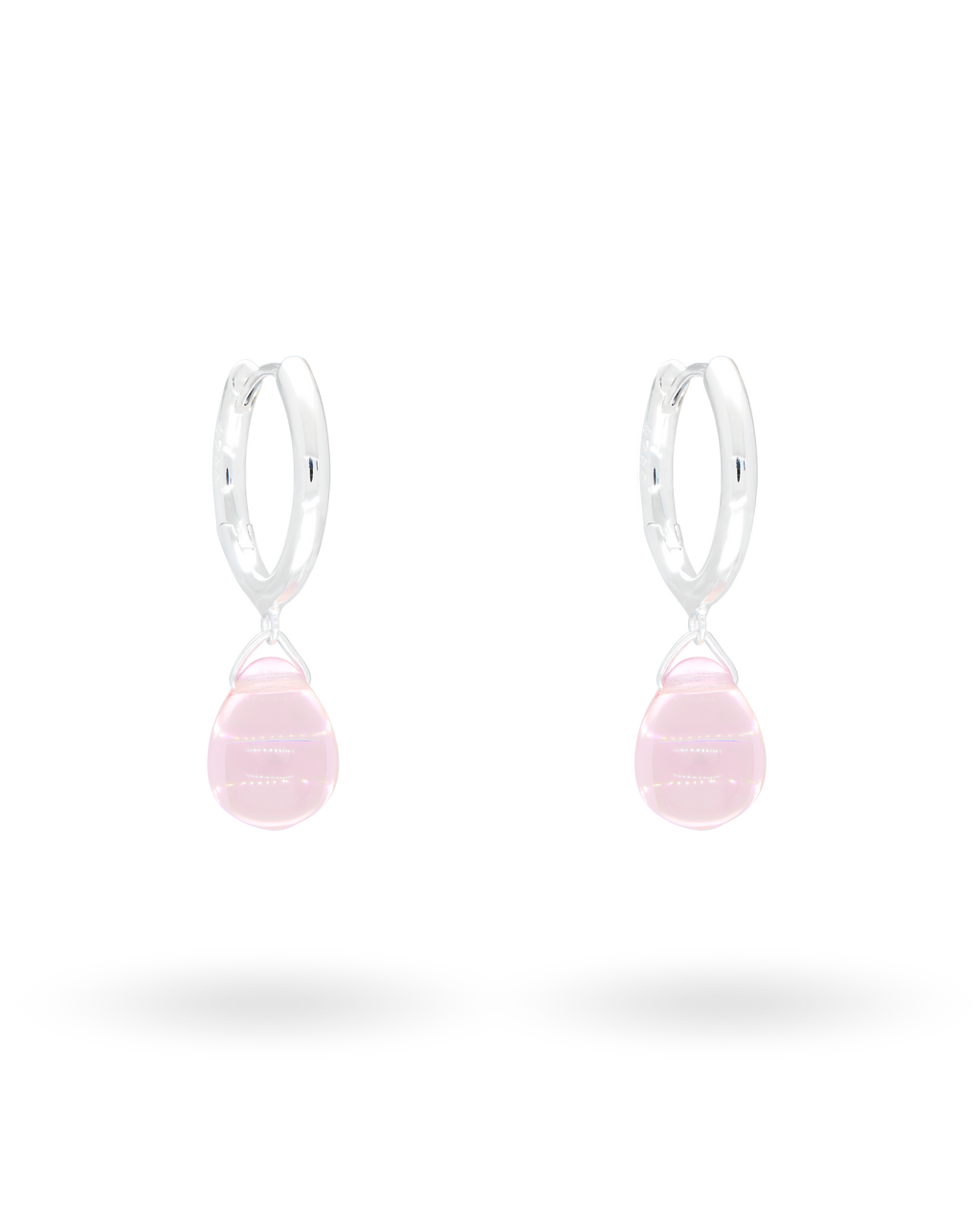 Sugar Drop Pink Earrings in Silver