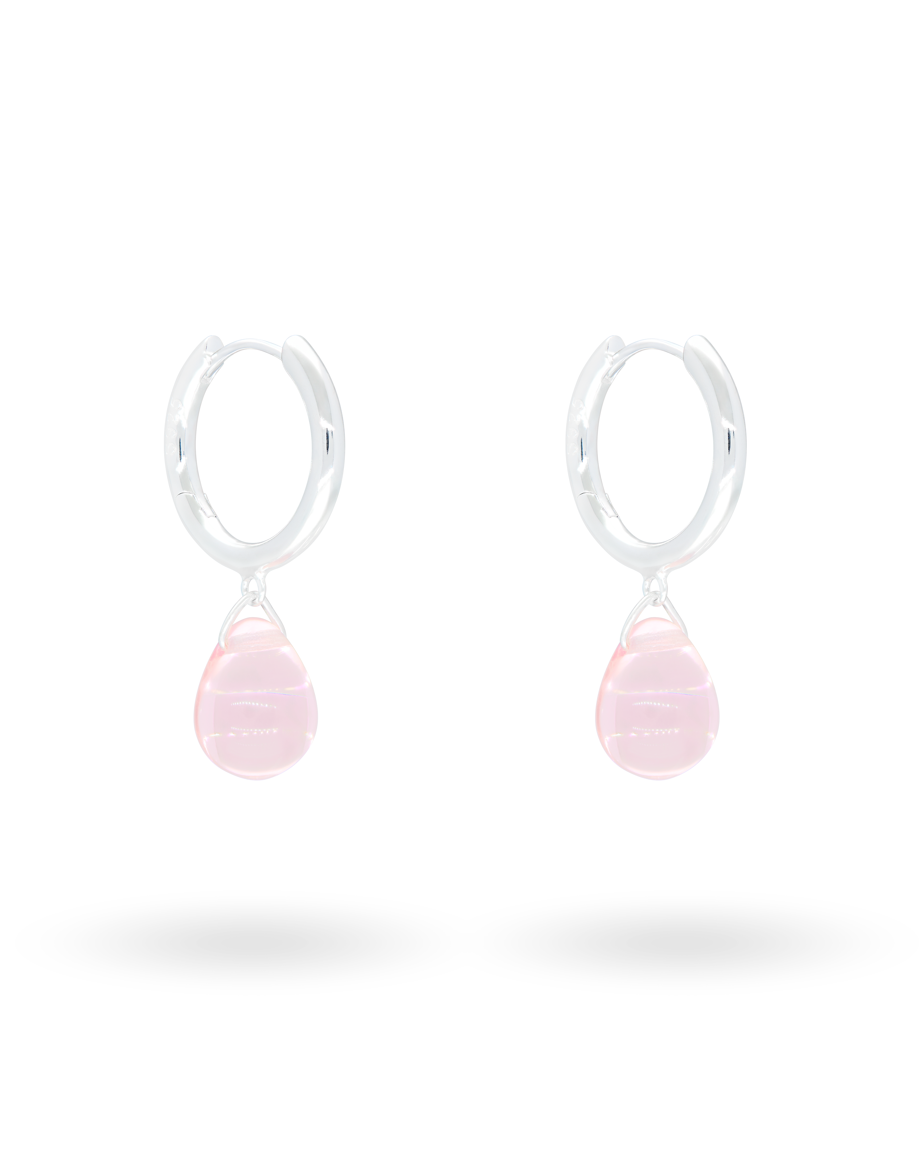 Sugar Drop Pink Earrings in Silver