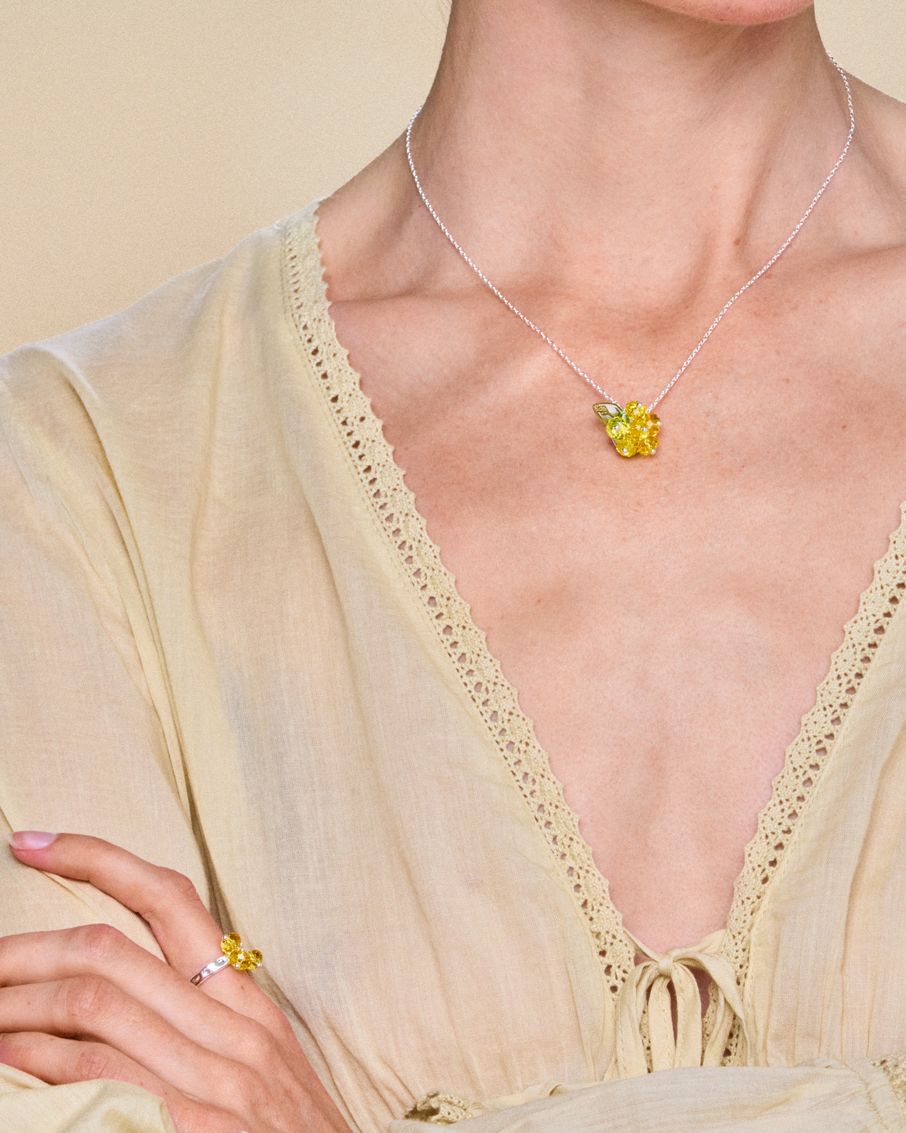 Lemon Cake Necklace in Silver