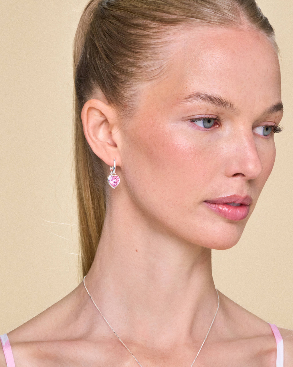 Sweethearts Light Pink Earrings in Silver