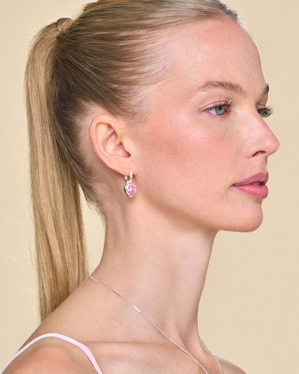 Sweethearts Light Pink Earrings in Silver