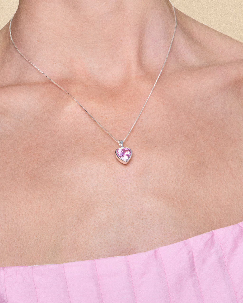 Sweethearts Light Pink Necklace in Silver