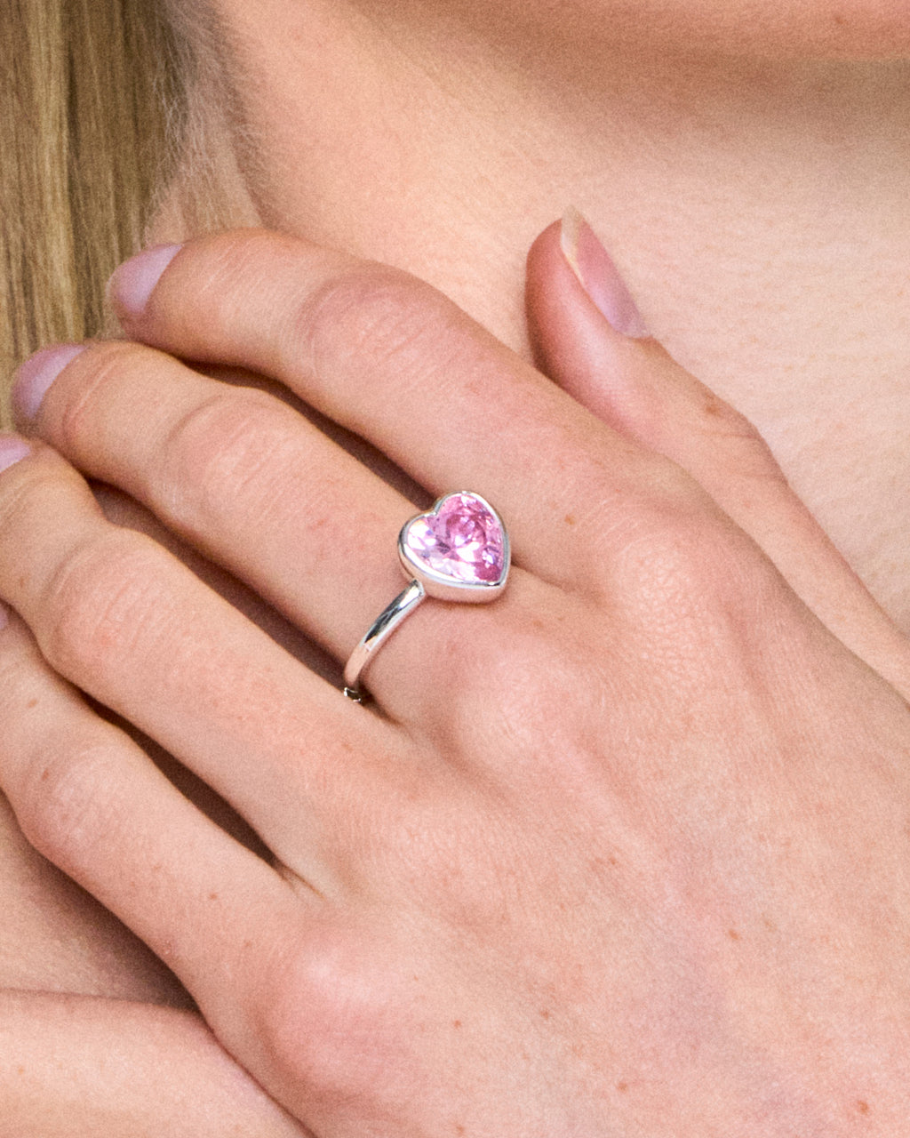 Sweethearts Light Pink Ring in Silver