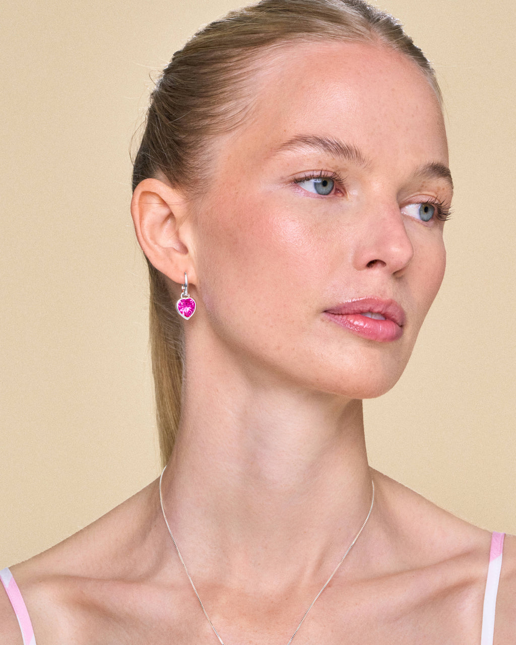 Sweethearts Pink Earrings in Silver