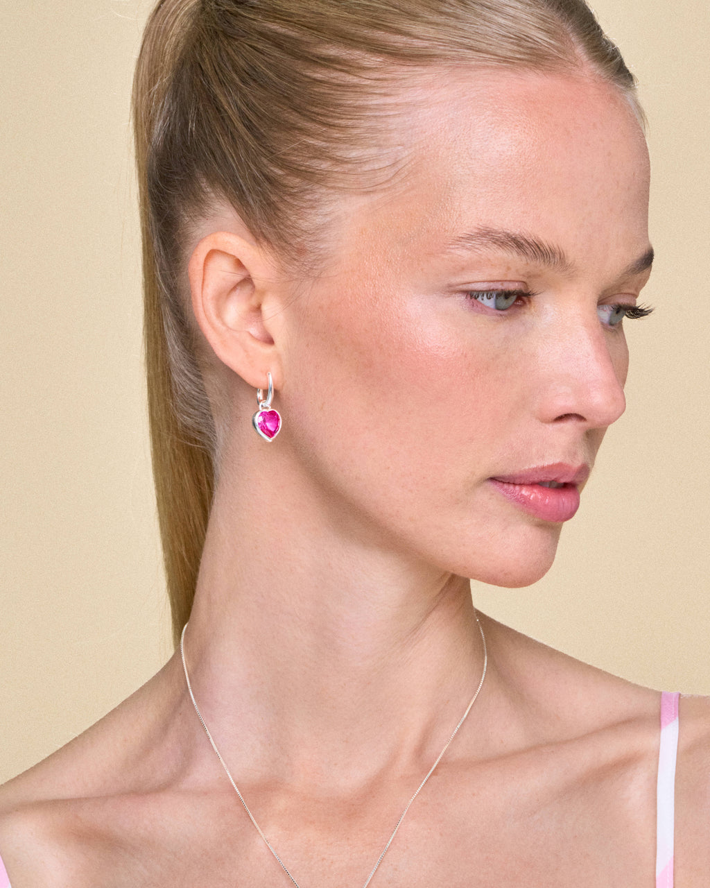 Sweethearts Pink Earrings in Silver