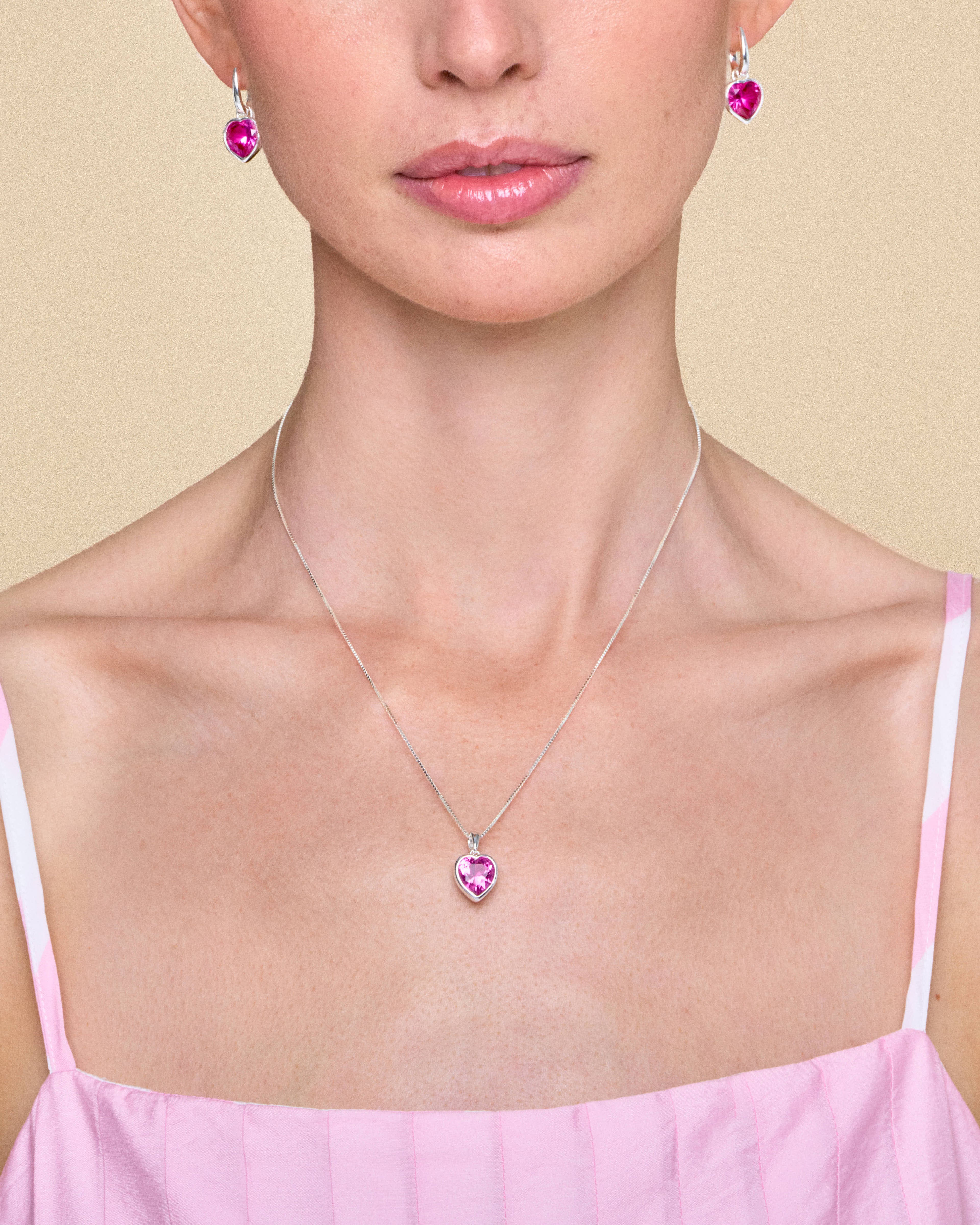 Sweethearts Pink Necklace in Silver