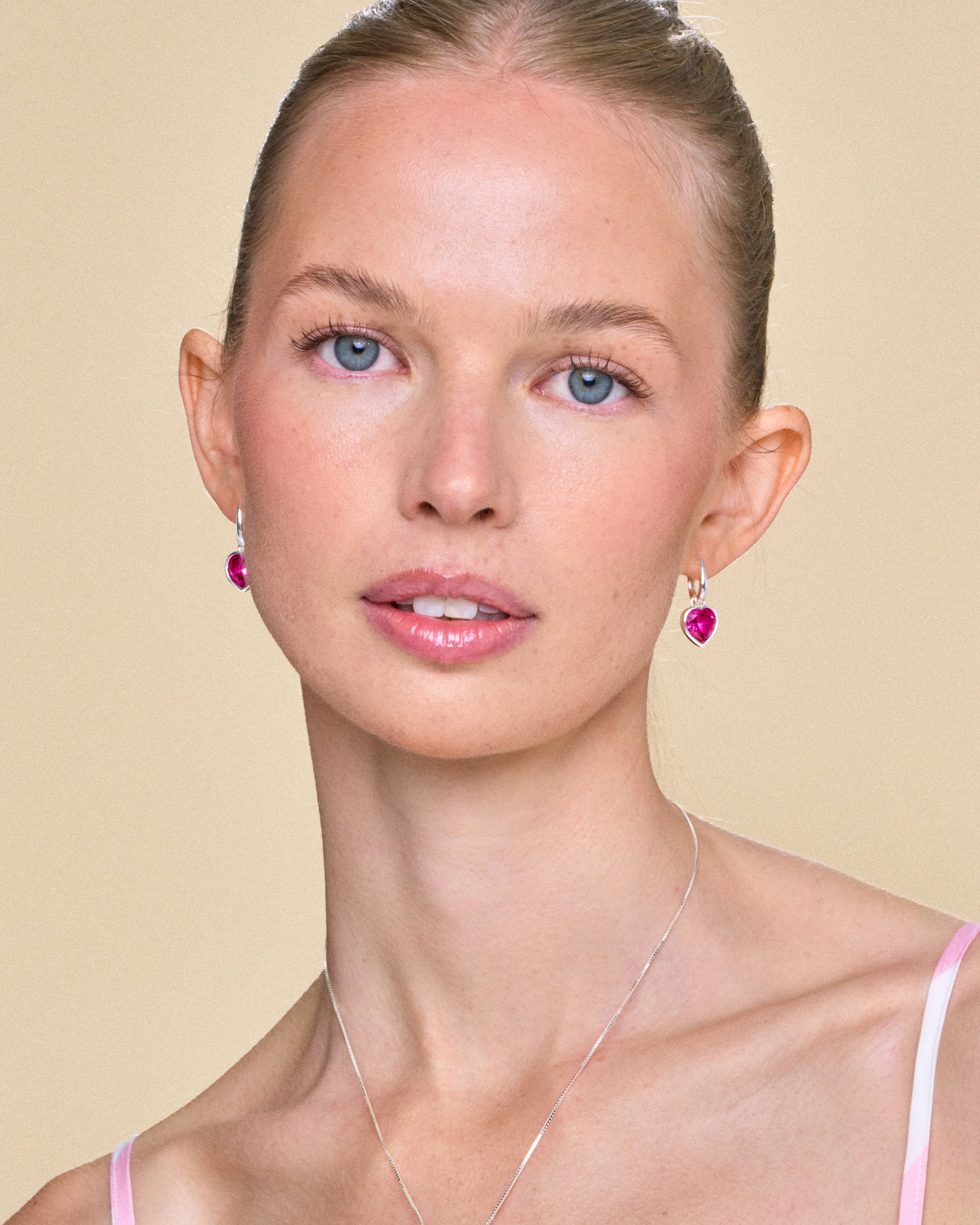 Sweethearts Pink Earrings in Silver