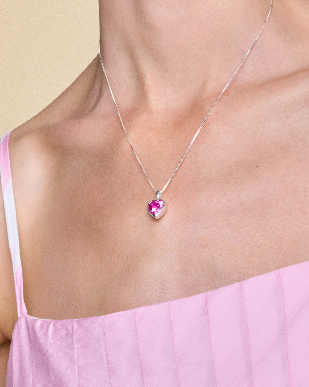 Sweethearts Pink Necklace in Silver