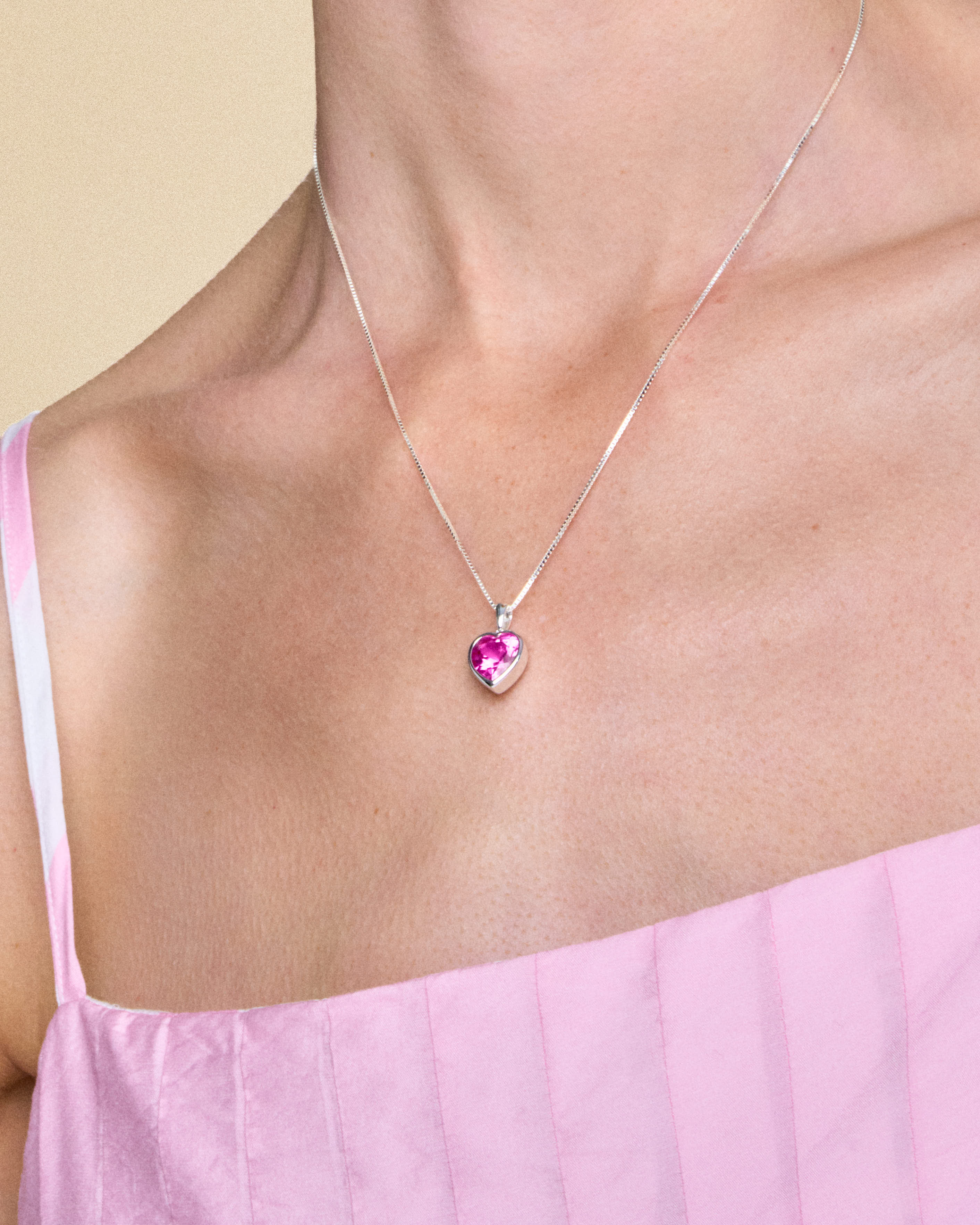Sweethearts Pink Necklace in Silver