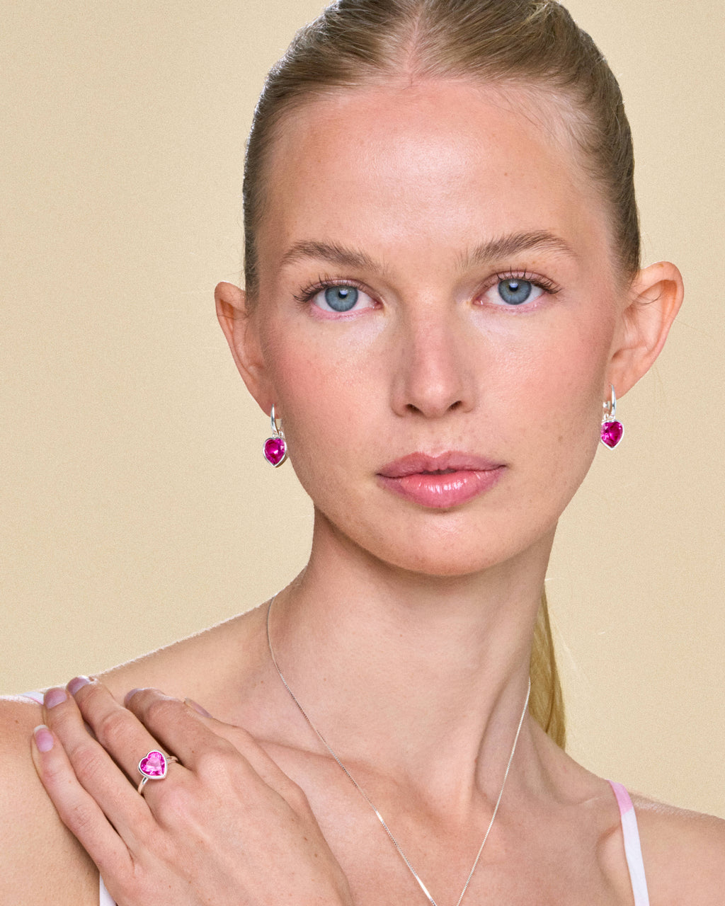 Sweethearts Pink Earrings in Silver