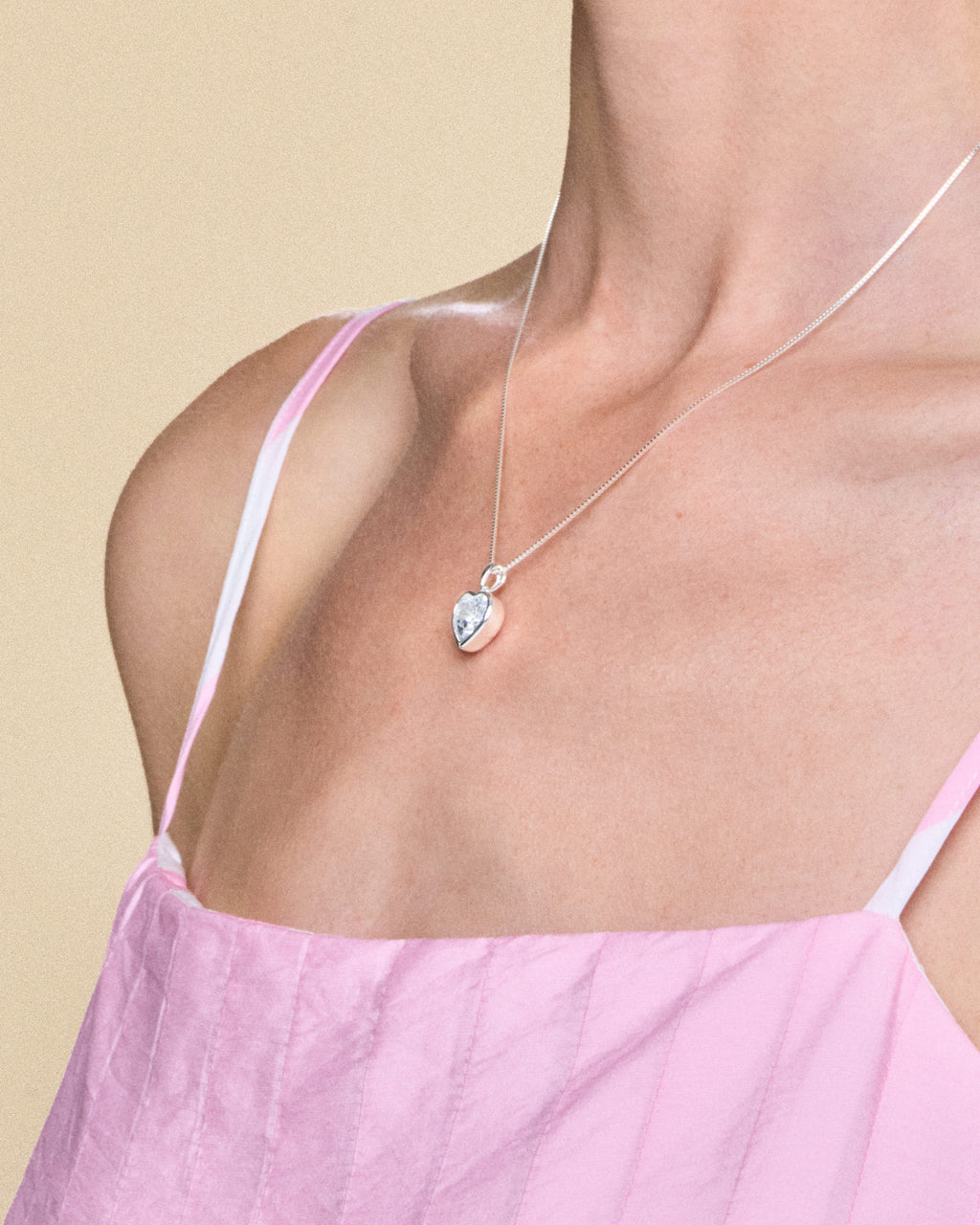 Sweethearts Crystal Necklace in Silver