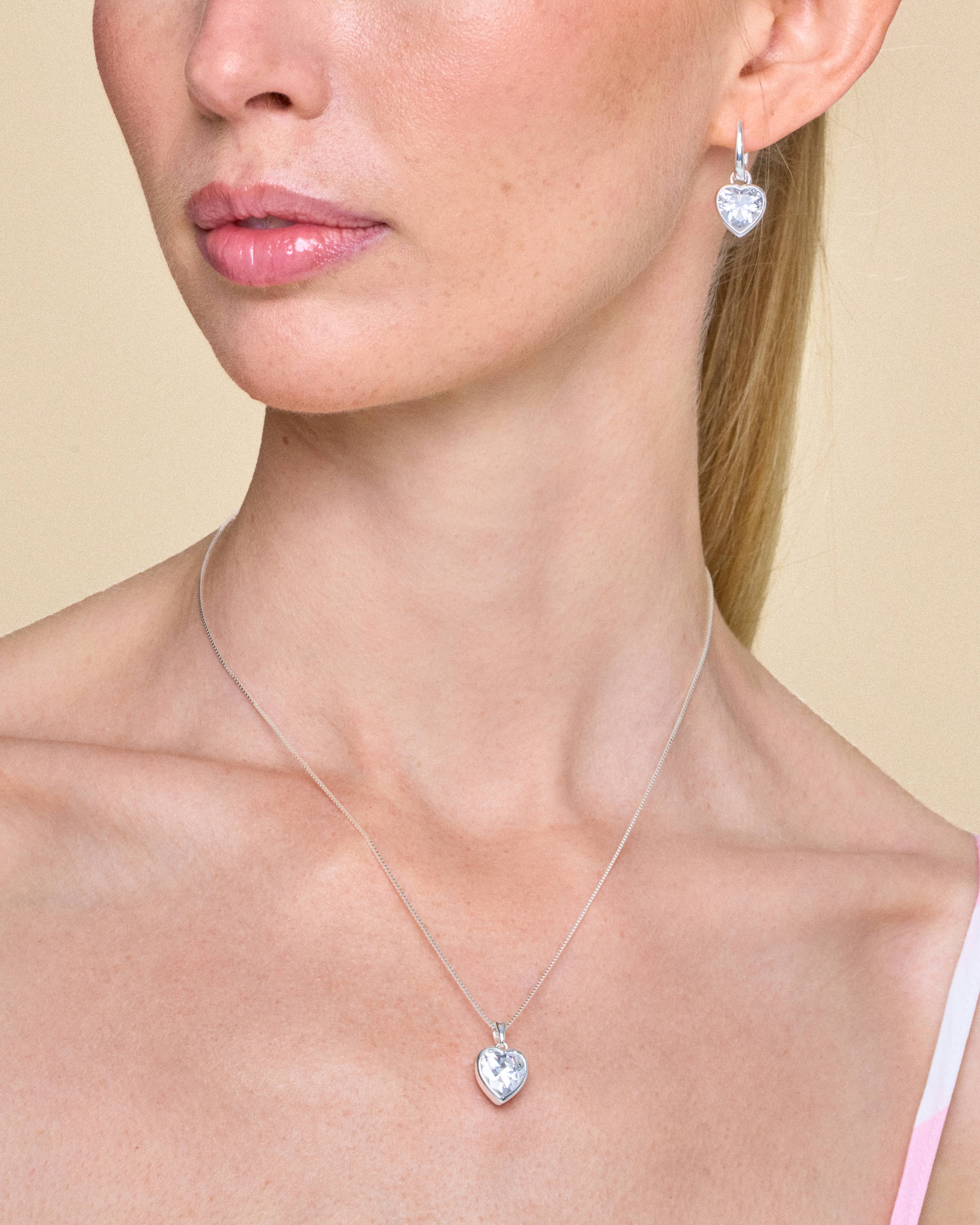 Sweethearts Crystal Necklace in Silver