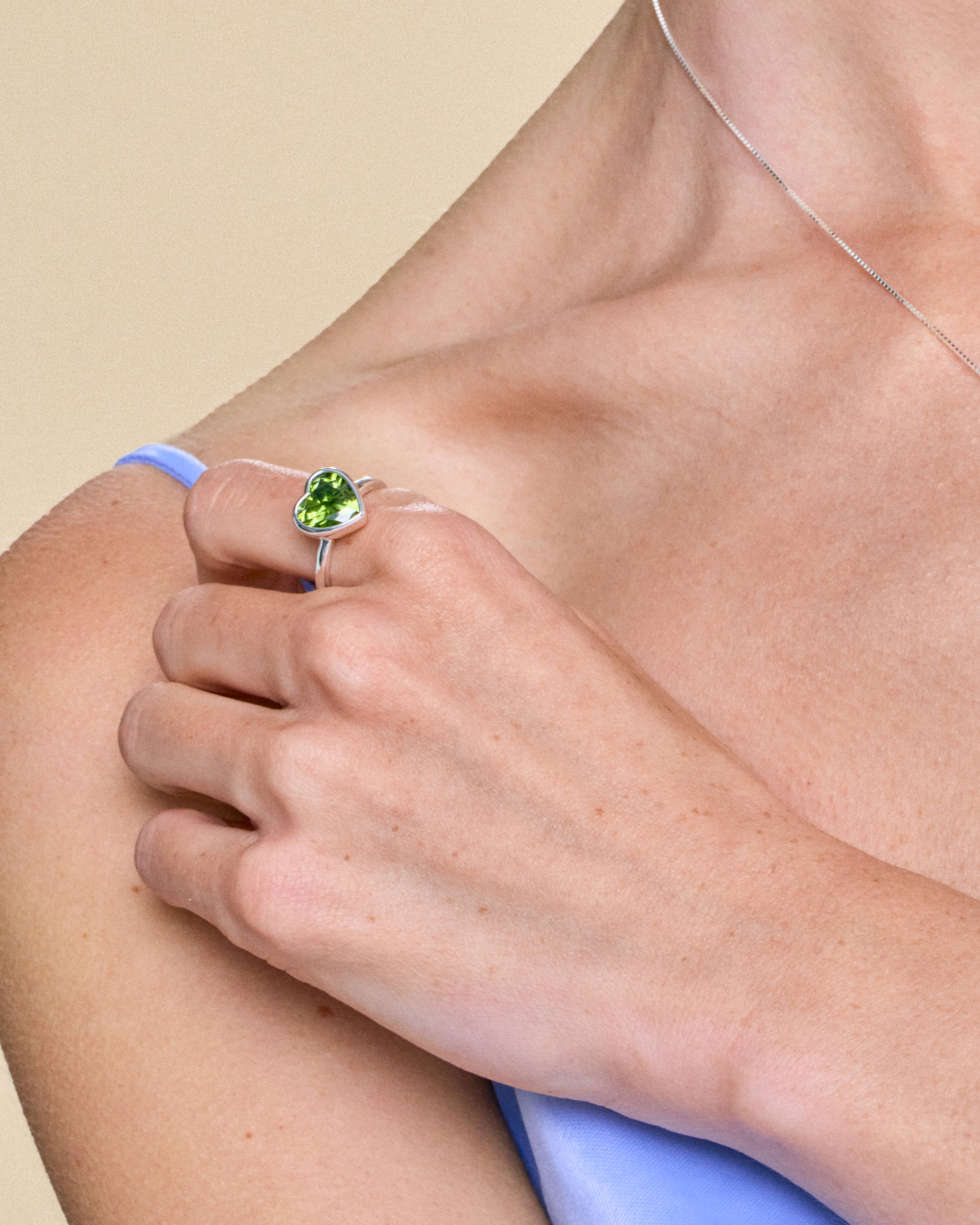 Sweethearts Green Ring in Silver