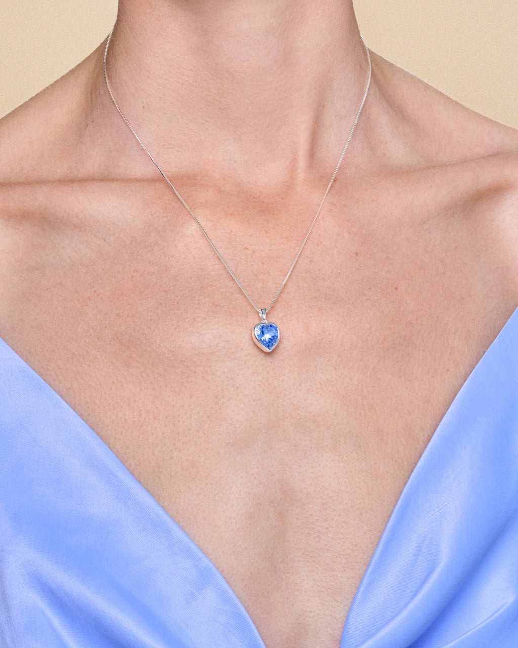 Sweethearts Blue Necklace in Silver