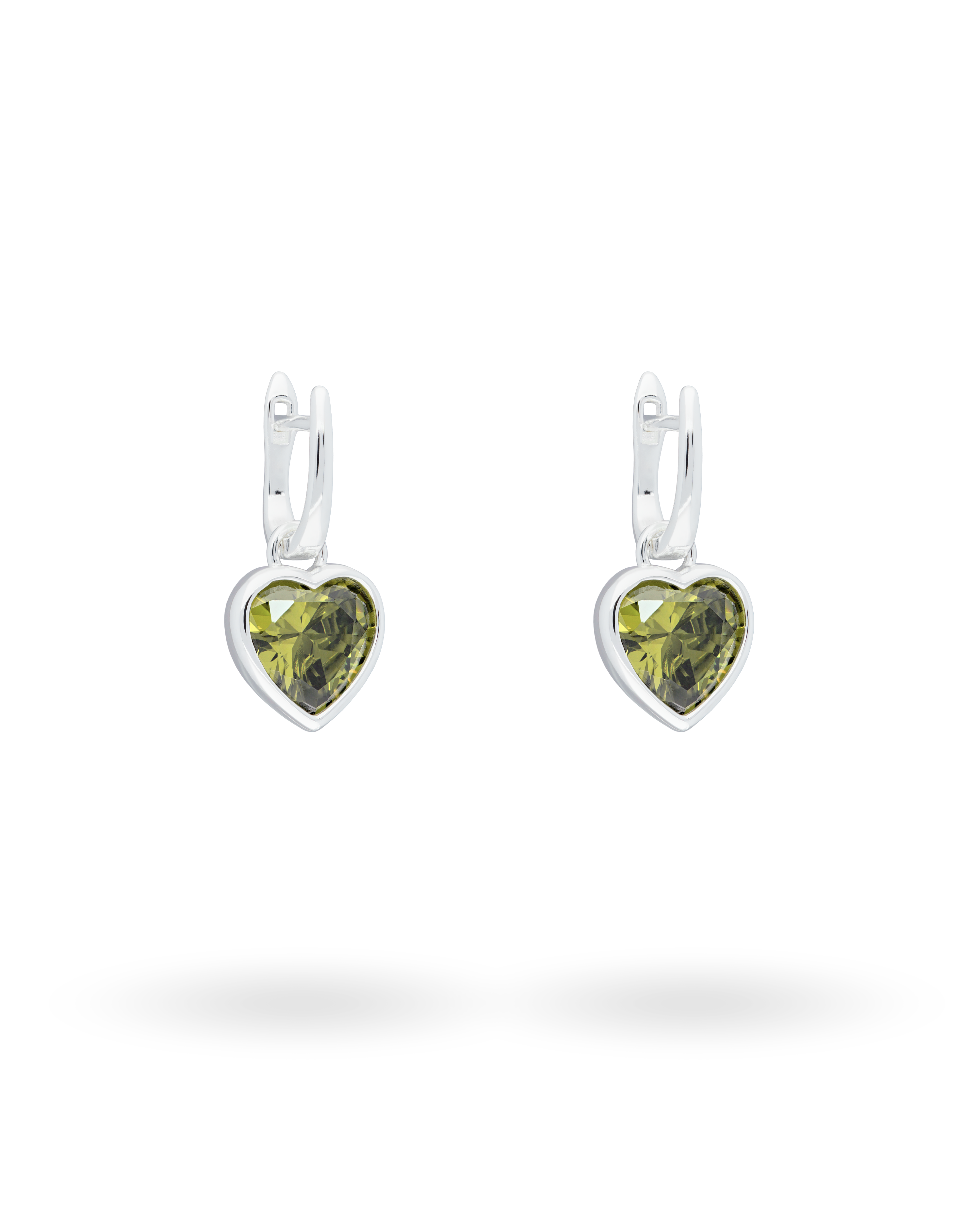 Sweethearts Green Earrings in Silver