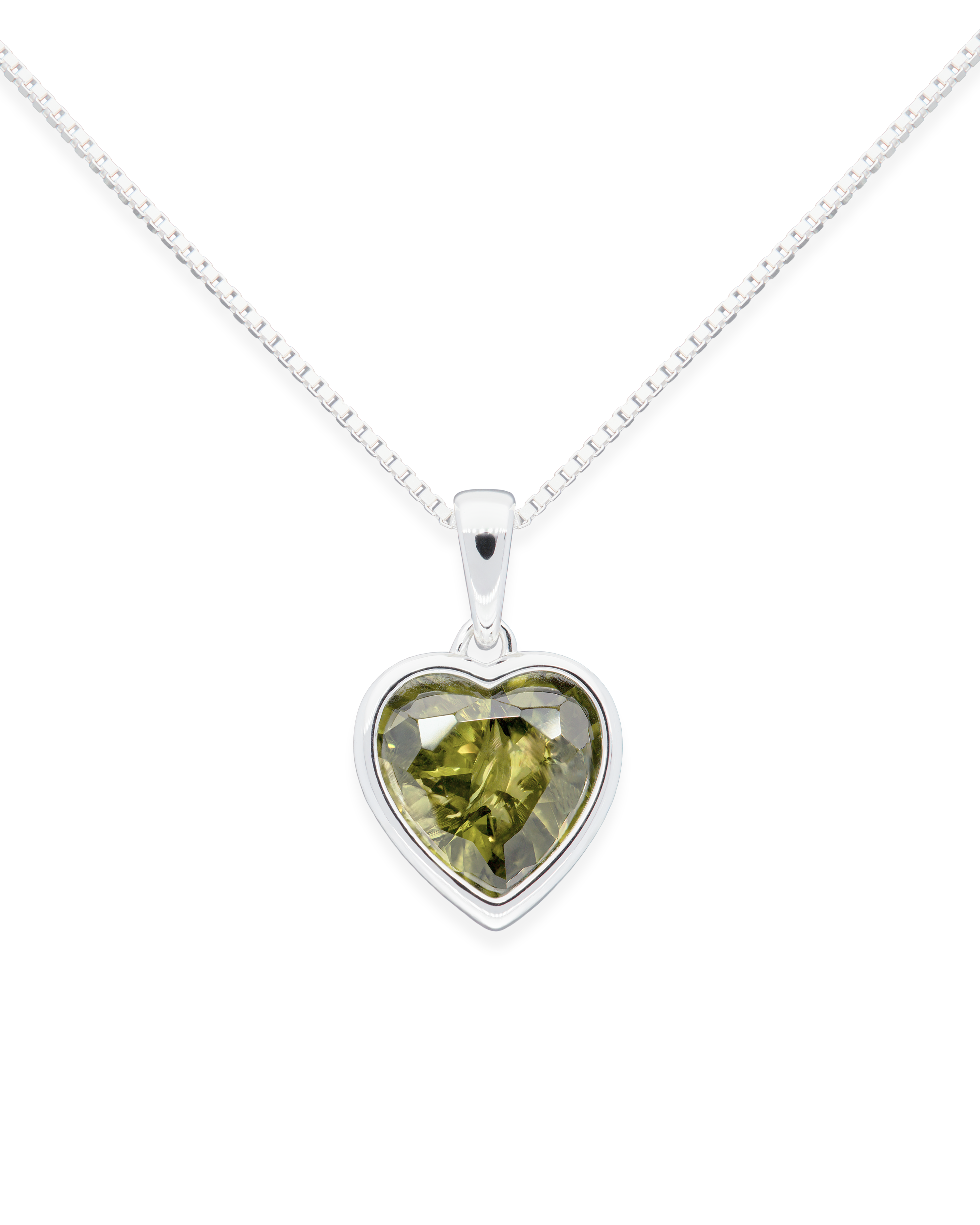 Sweethearts Green Necklace in Silver