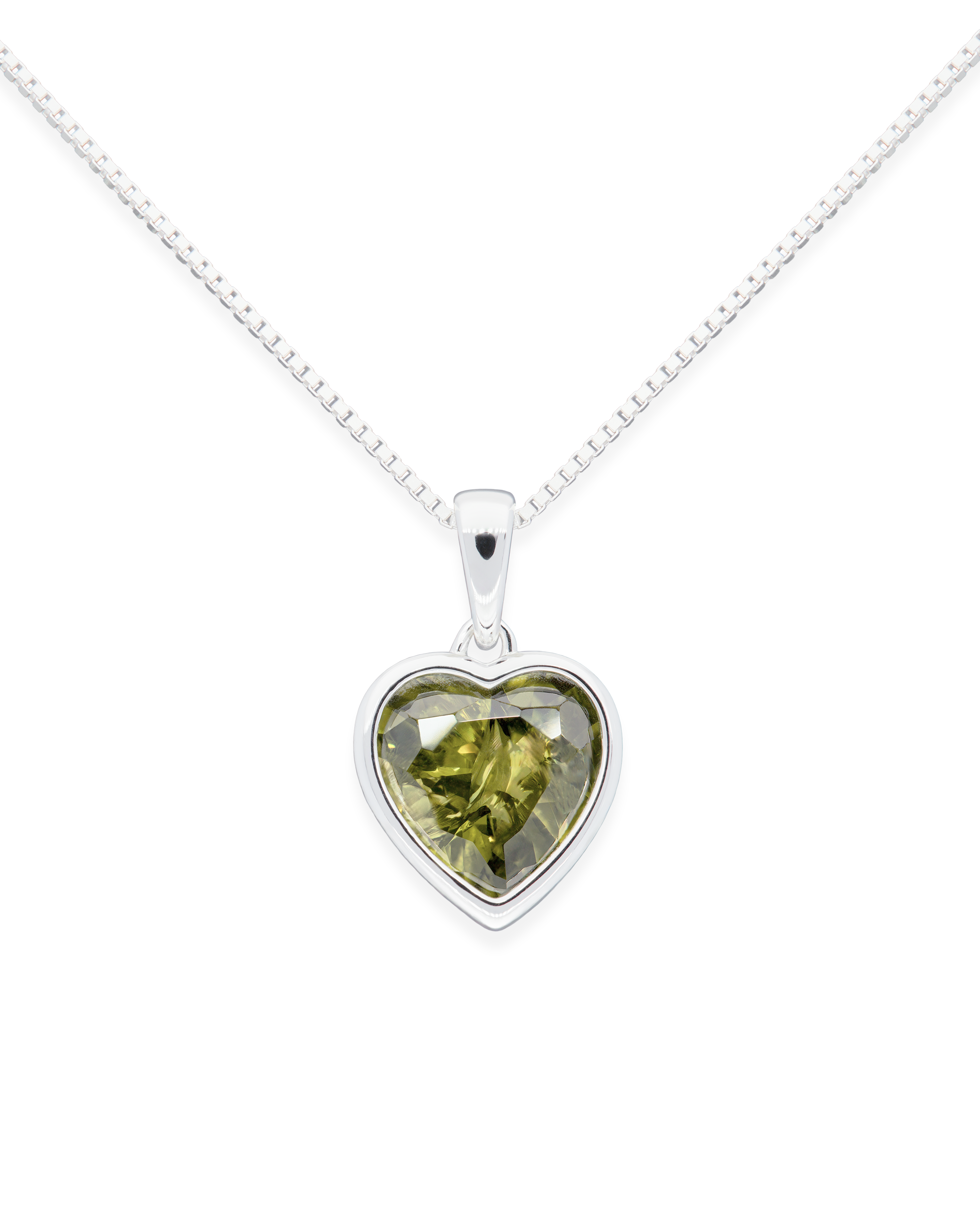 Sweethearts Green Necklace in Silver