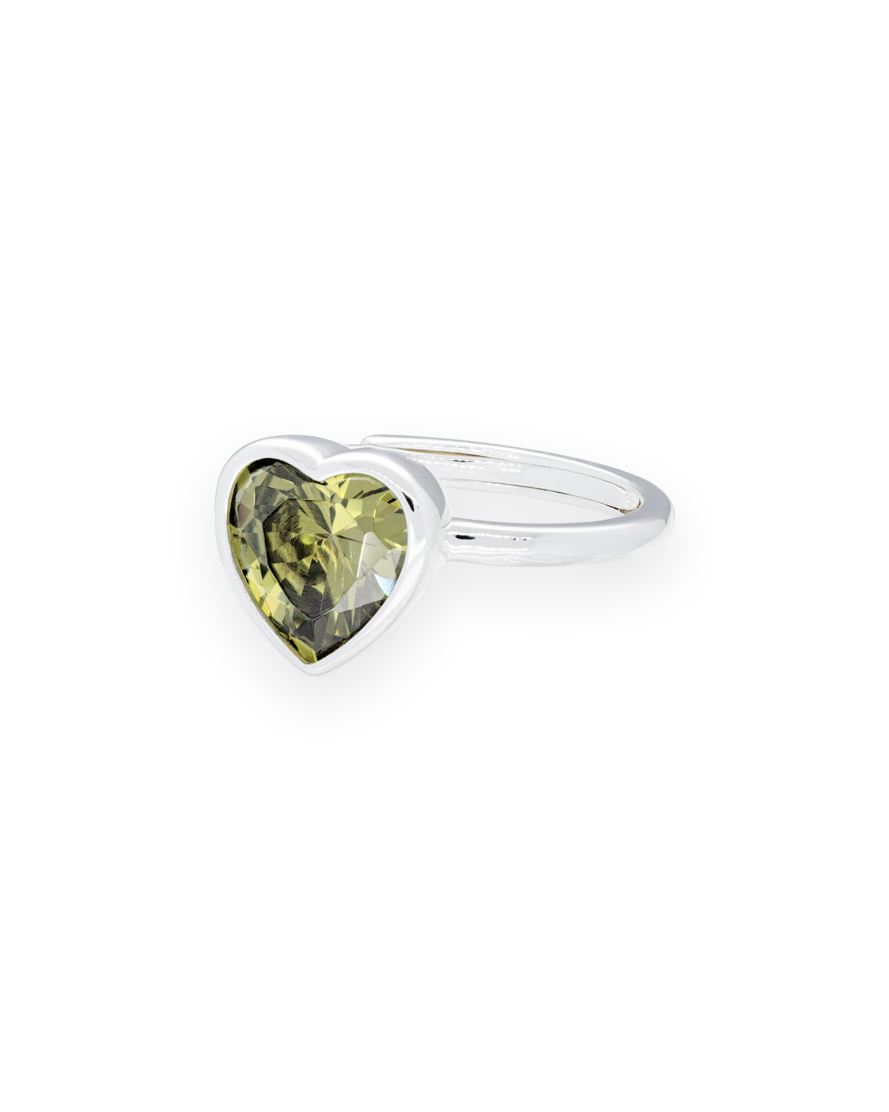 Sweethearts Green Ring in Silver