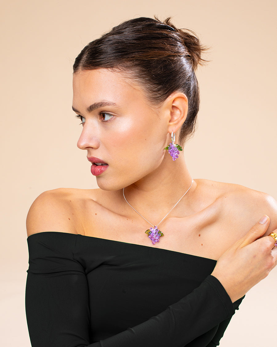 Lavender Jelly Necklace in Silver