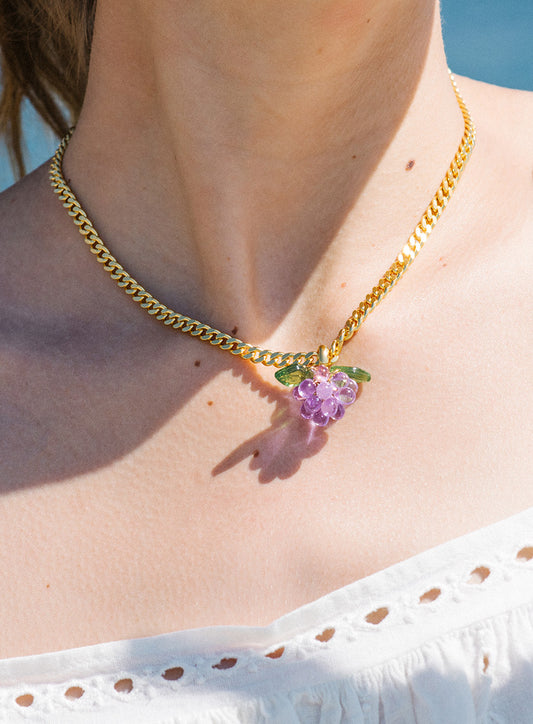 Chunky Plum Puff Necklace