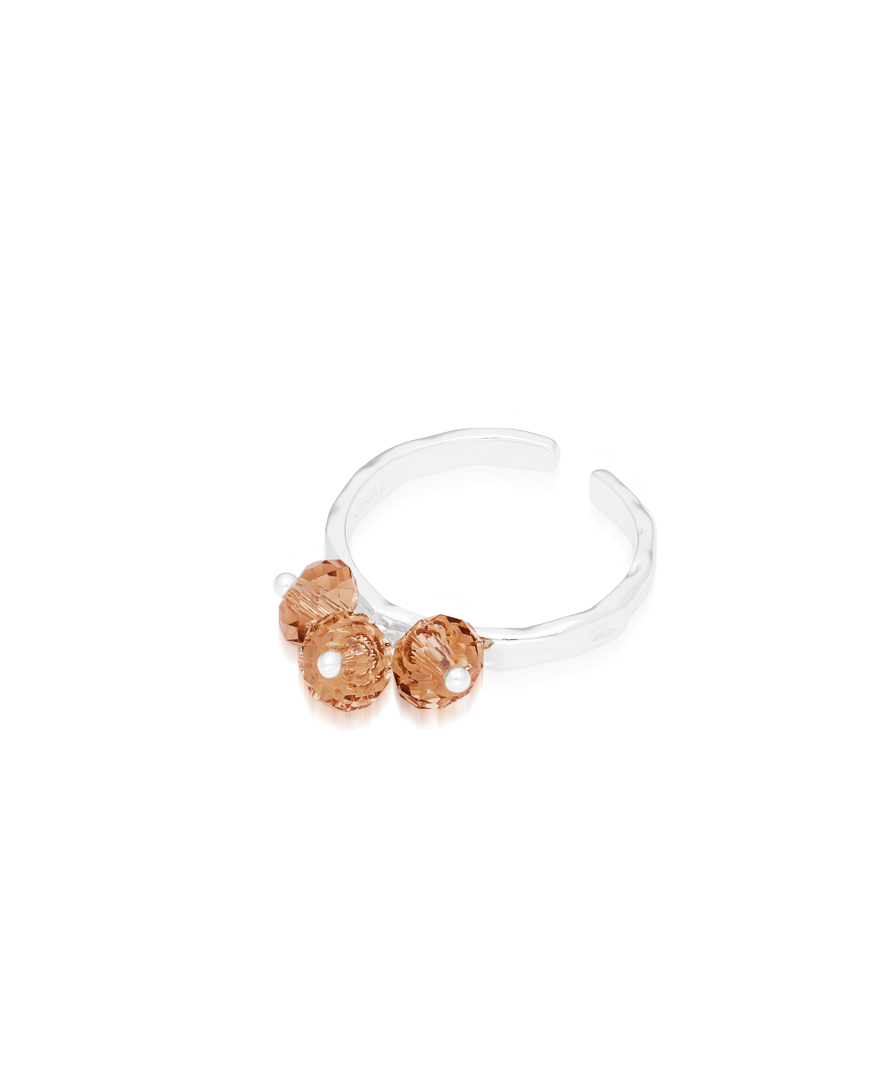 Disco Ring Light Brown in Silver