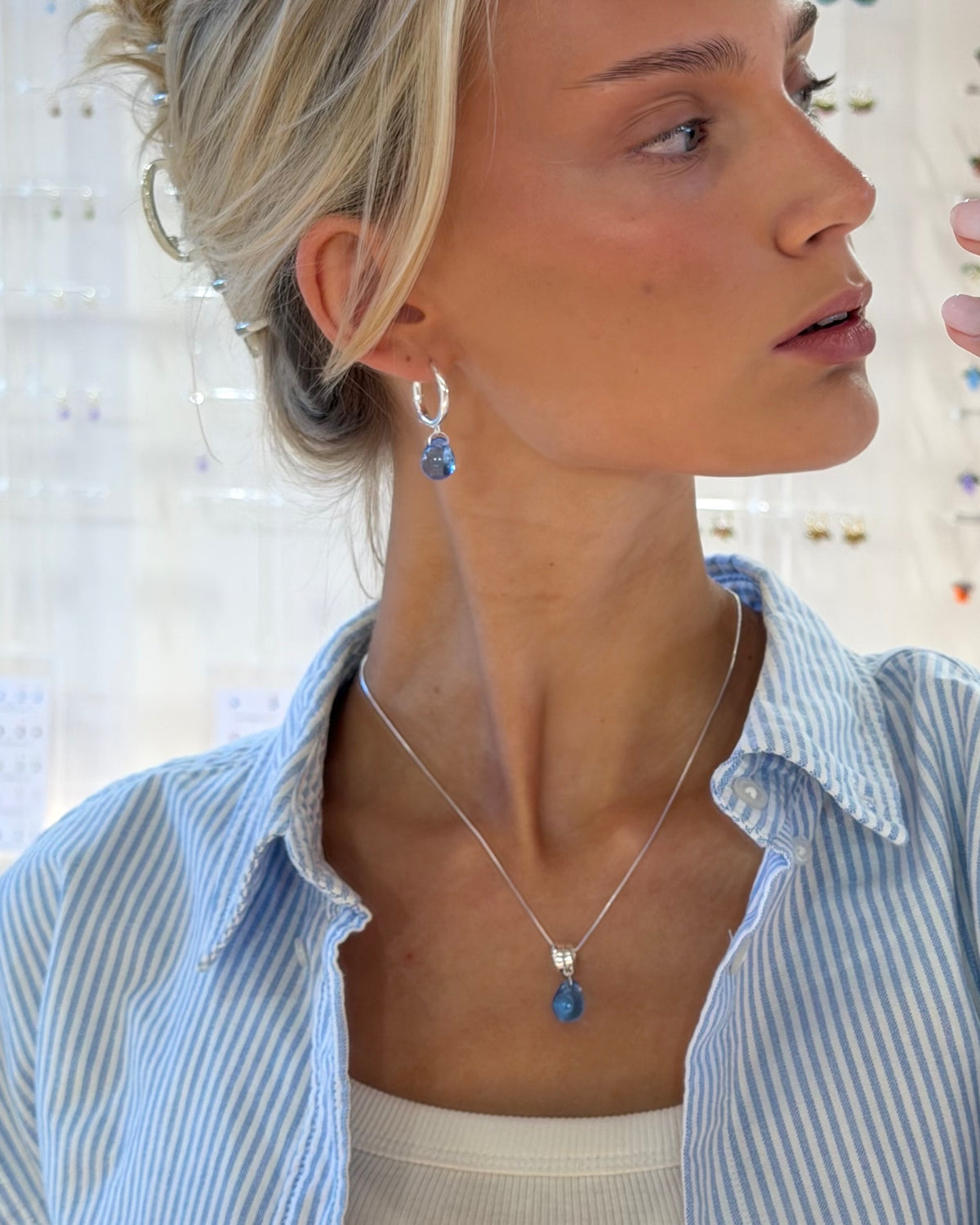 Sugar Drop Blue Earrings in Silver