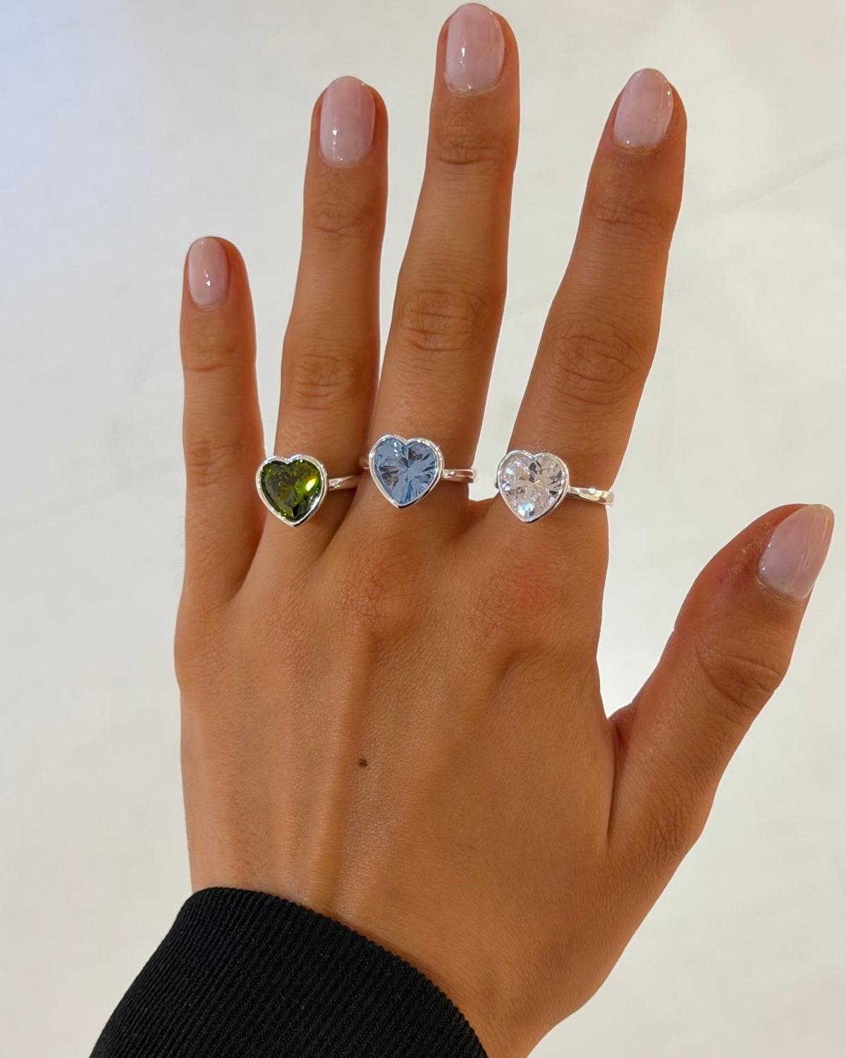 Sweethearts Green Ring in Silver