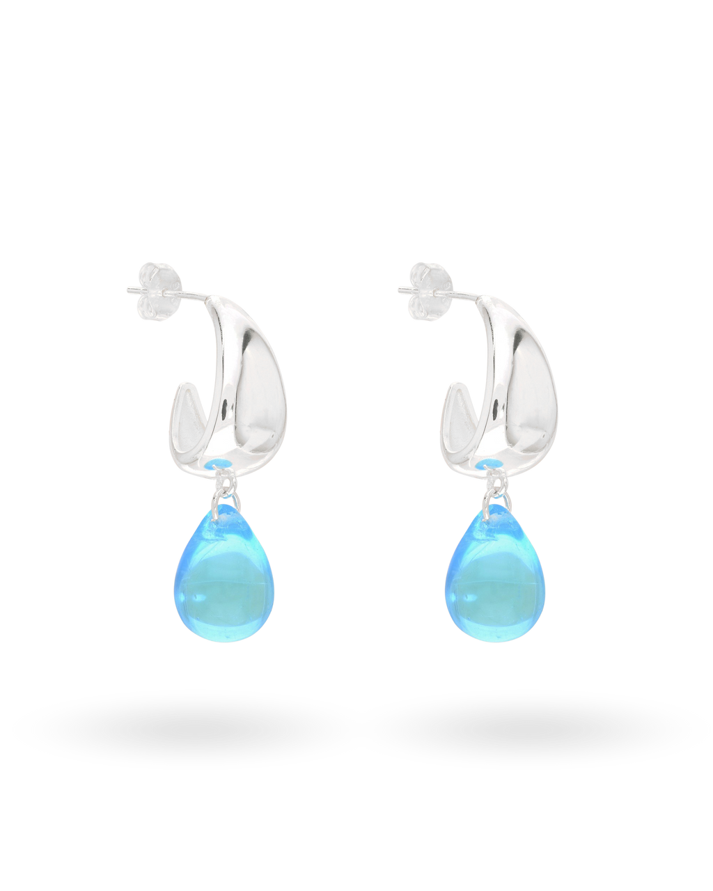 Aqua Drop Earrings in Silver
