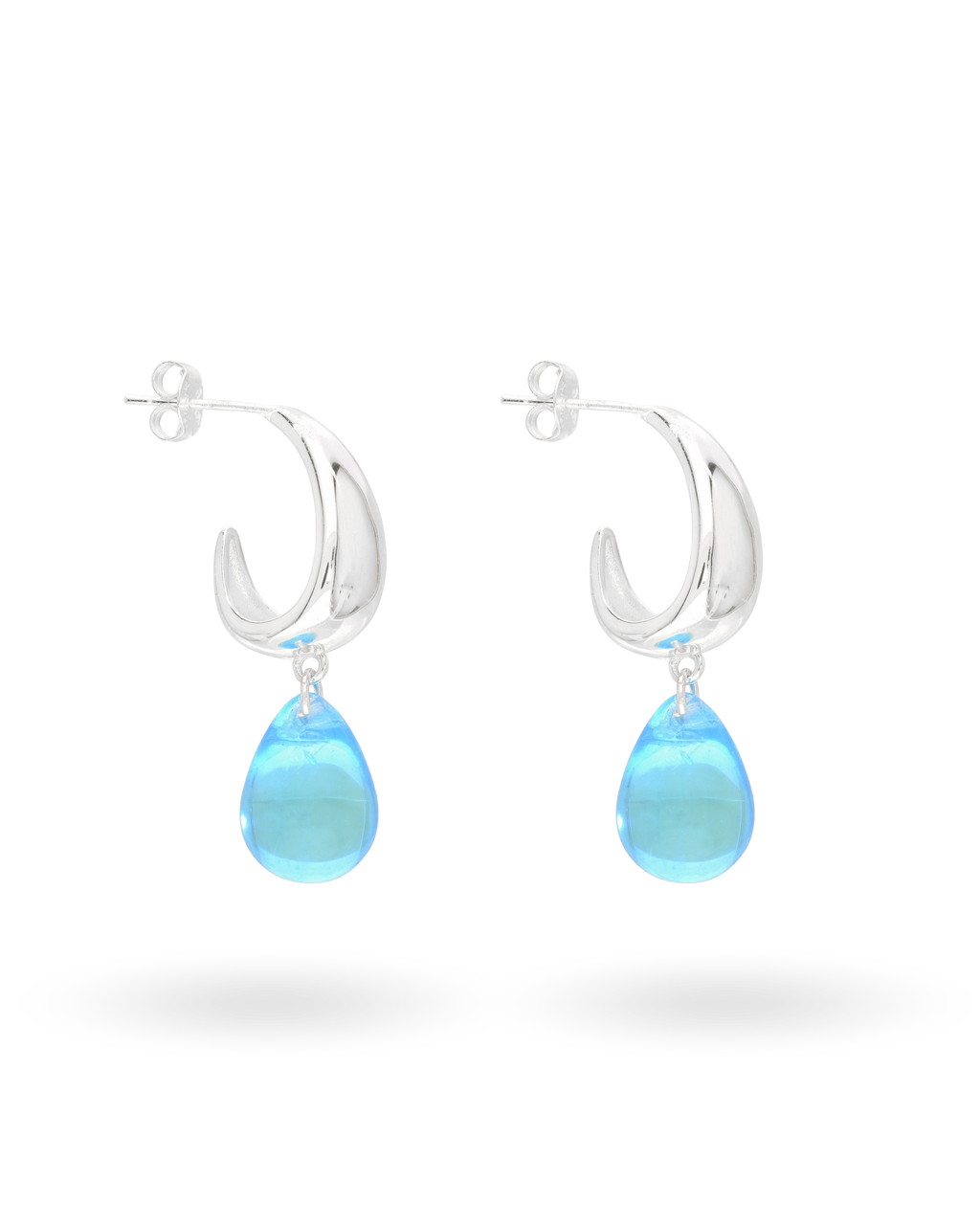 Aqua Drop Earrings in Silver