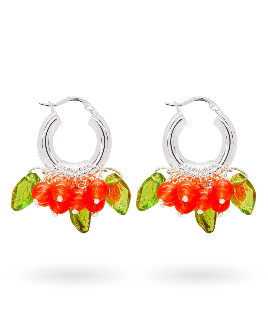 Lingonberry Beret Earrings in Silver