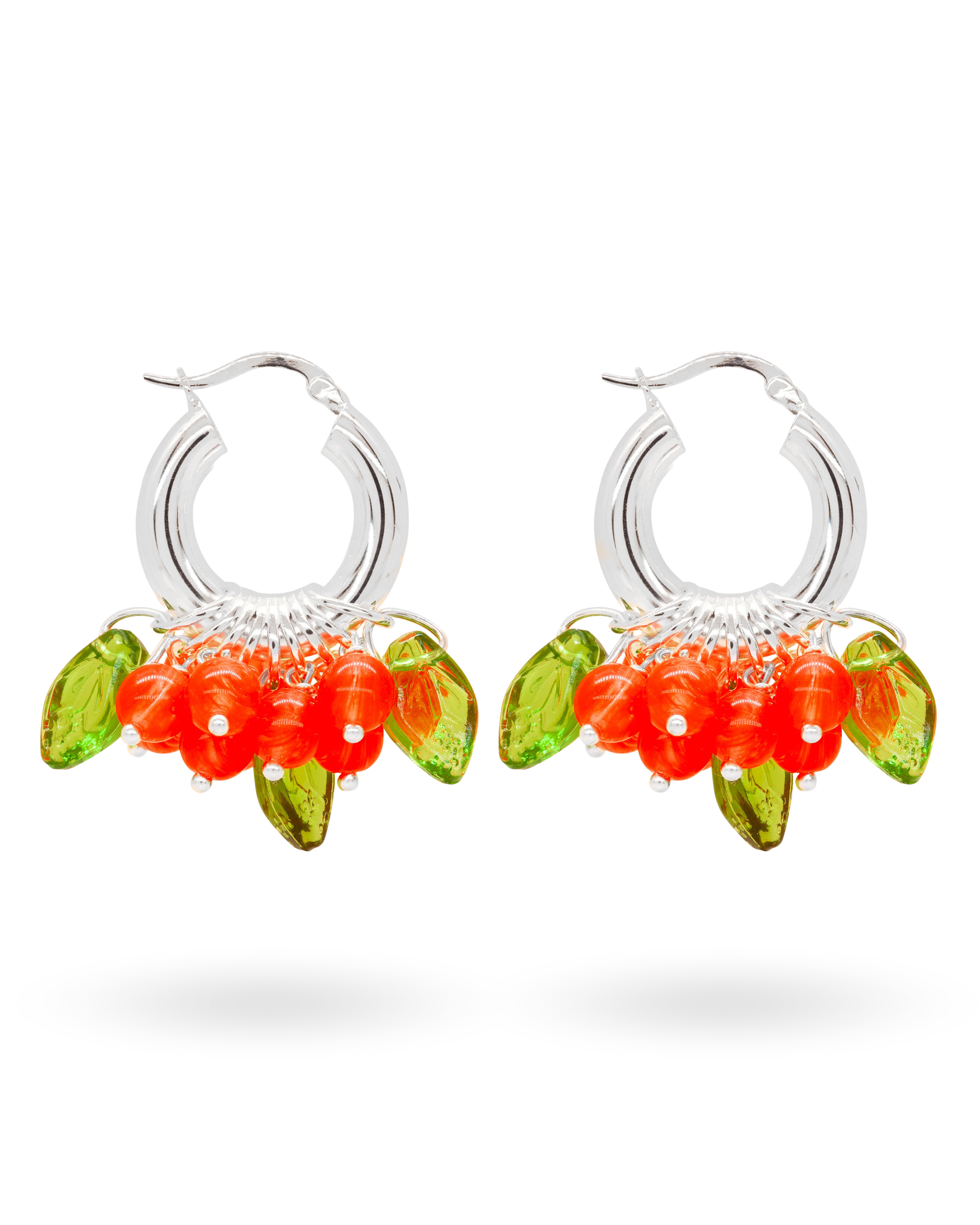 Lingonberry Beret Earrings in Silver