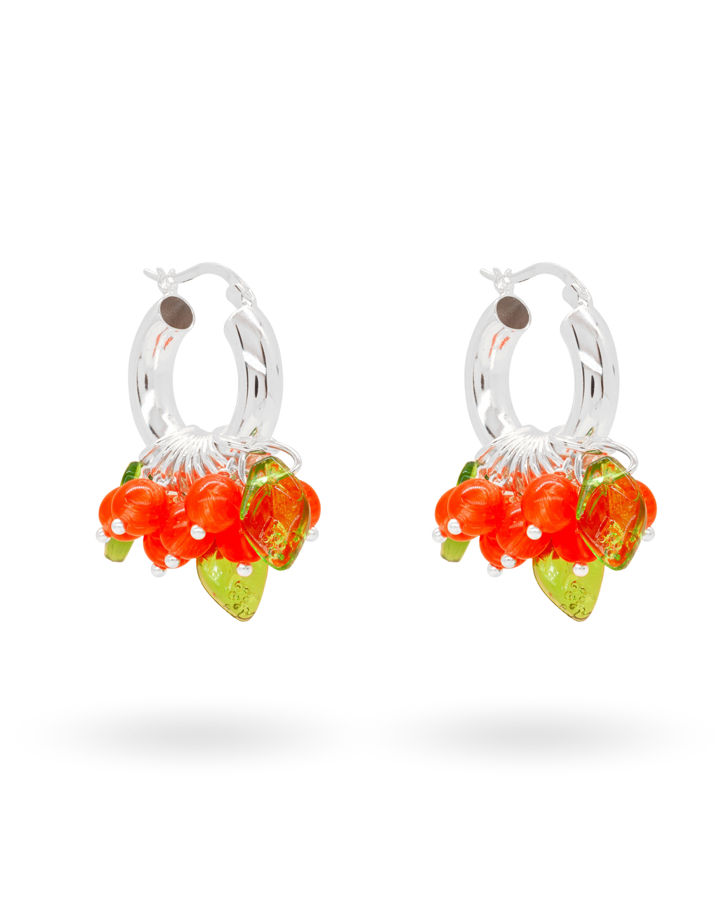 Lingonberry Beret Earrings in Silver